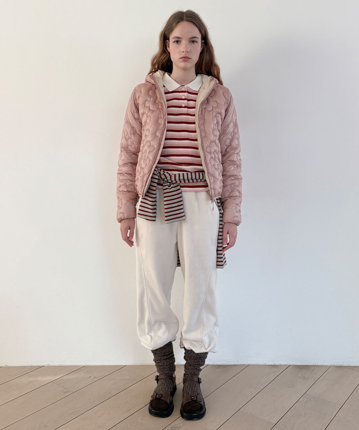 시눈(SINOON) SN Stripe Collar T-shirt (Pink)