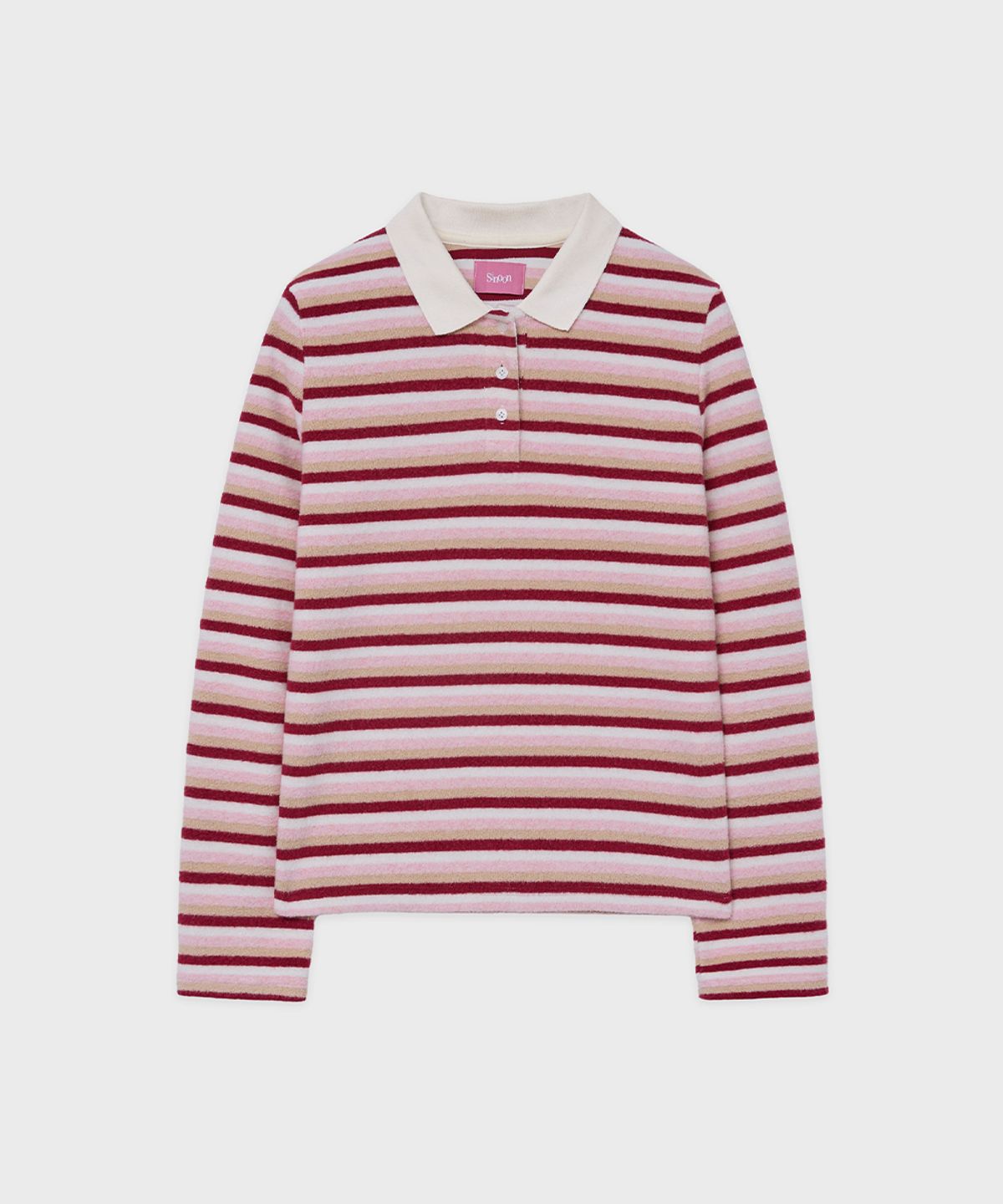 시눈(SINOON) SN Stripe Collar T-shirt (Pink)
