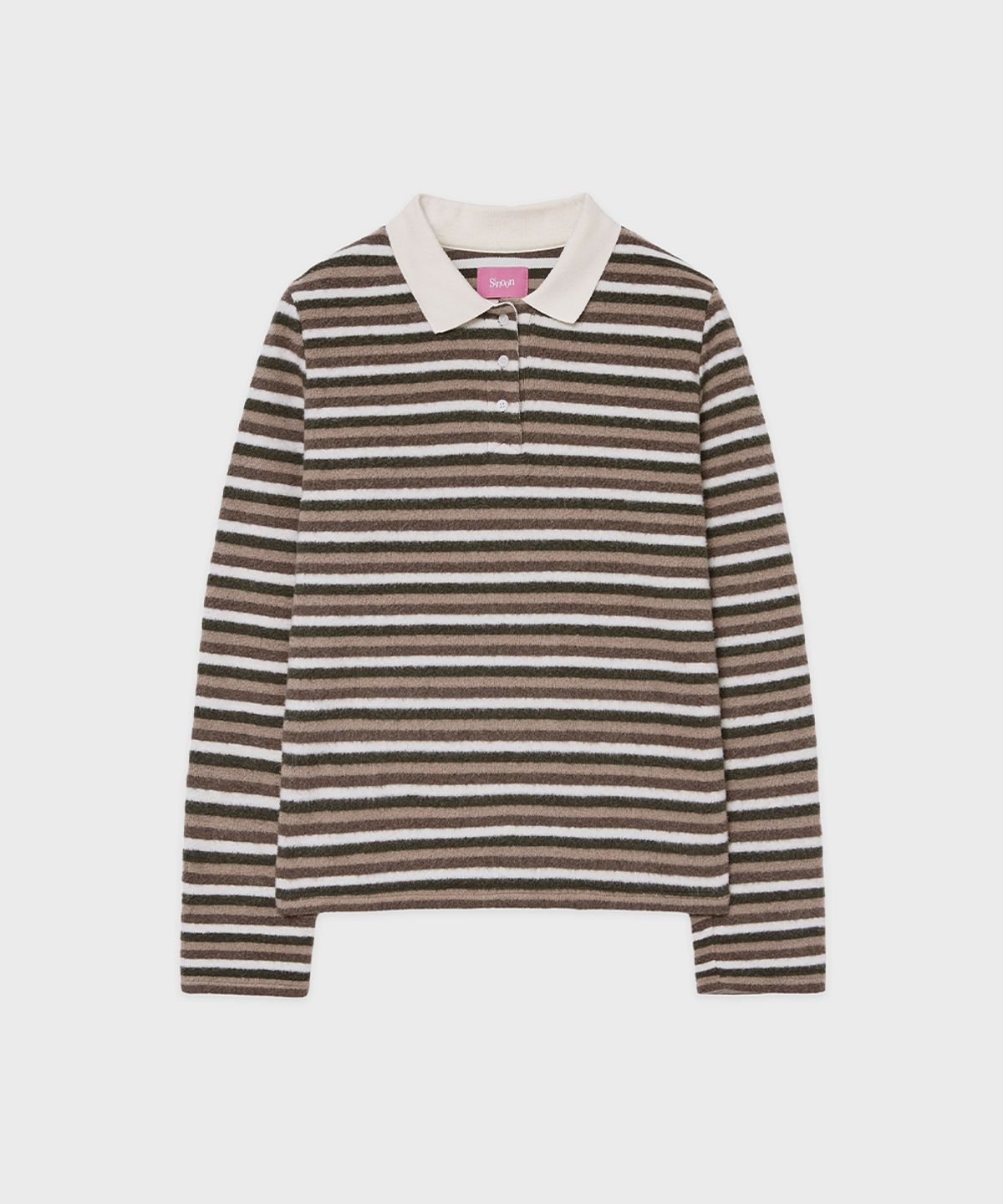 시눈(SINOON) SN Stripe Collar T-shirt (Brown)