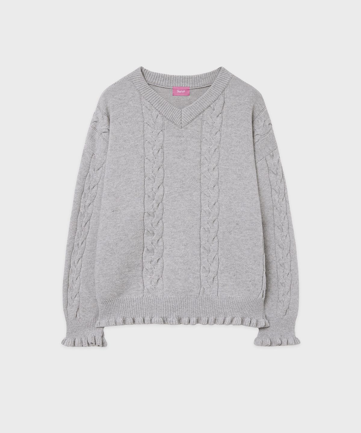 시눈(SINOON) SN Cable V-neck Pullover (Grey)