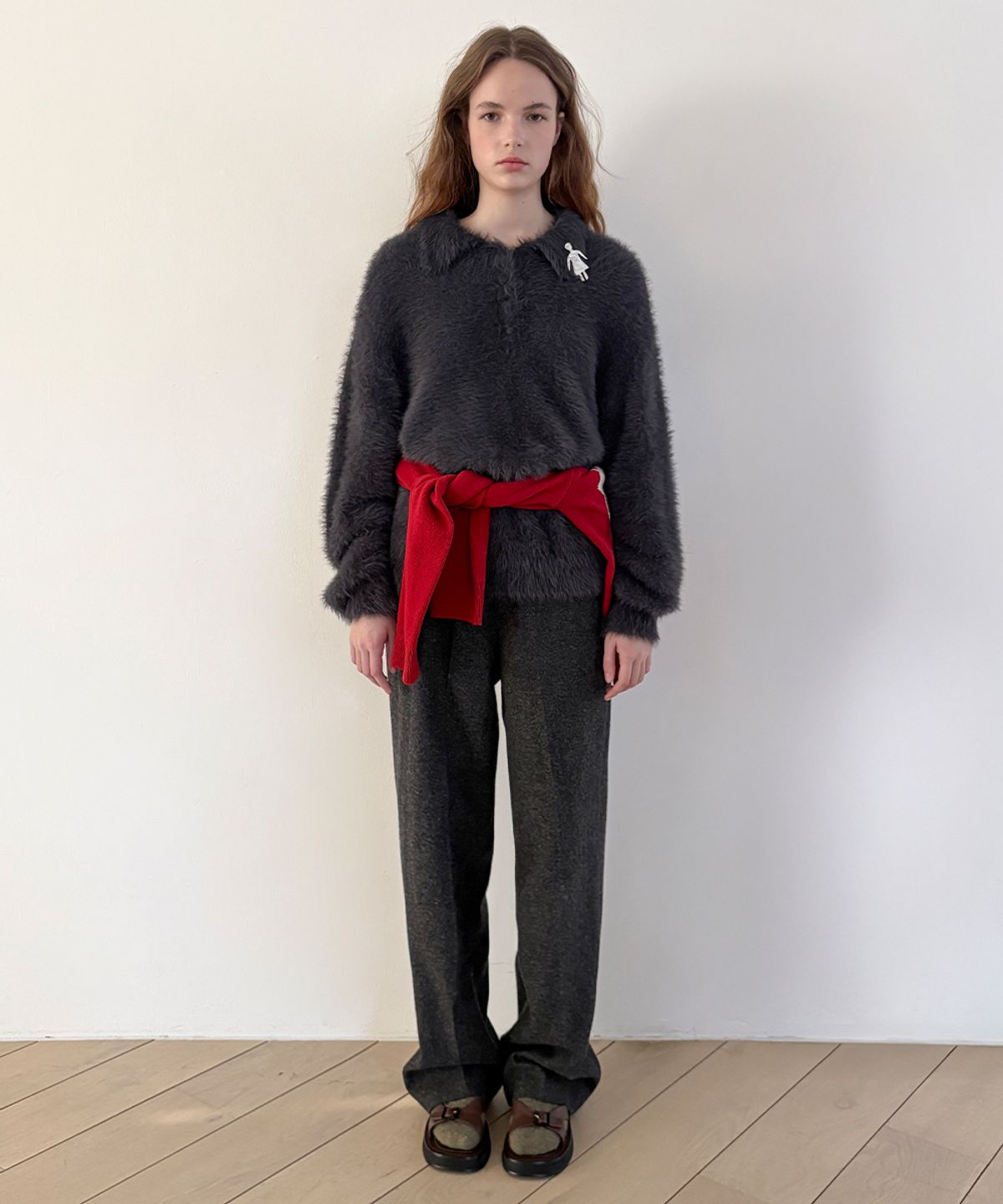 시눈(SINOON) SN Hairy Button Pullover (Charcoal)