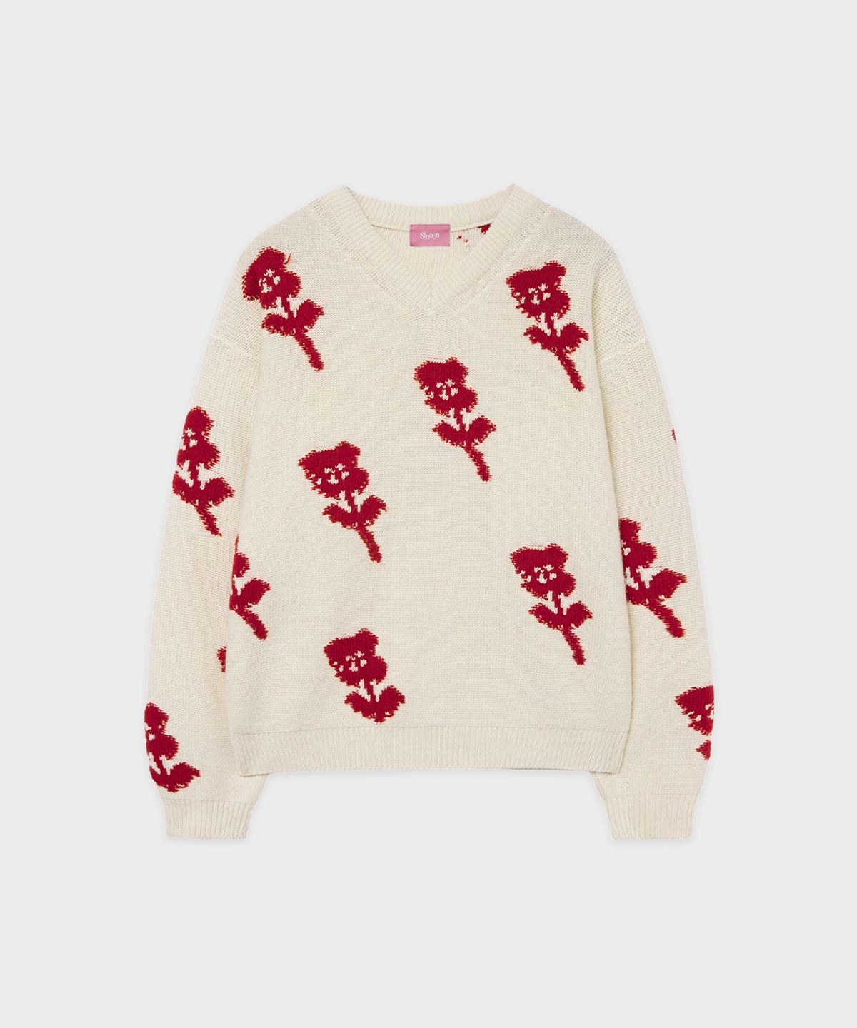 시눈(SINOON) SN Flower Loose Fit Knit (Ivory)