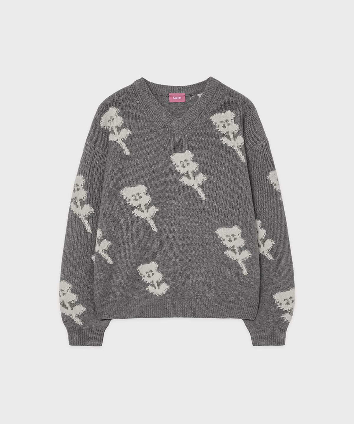 시눈(SINOON) SN Flower Loose Fit Knit (Grey)