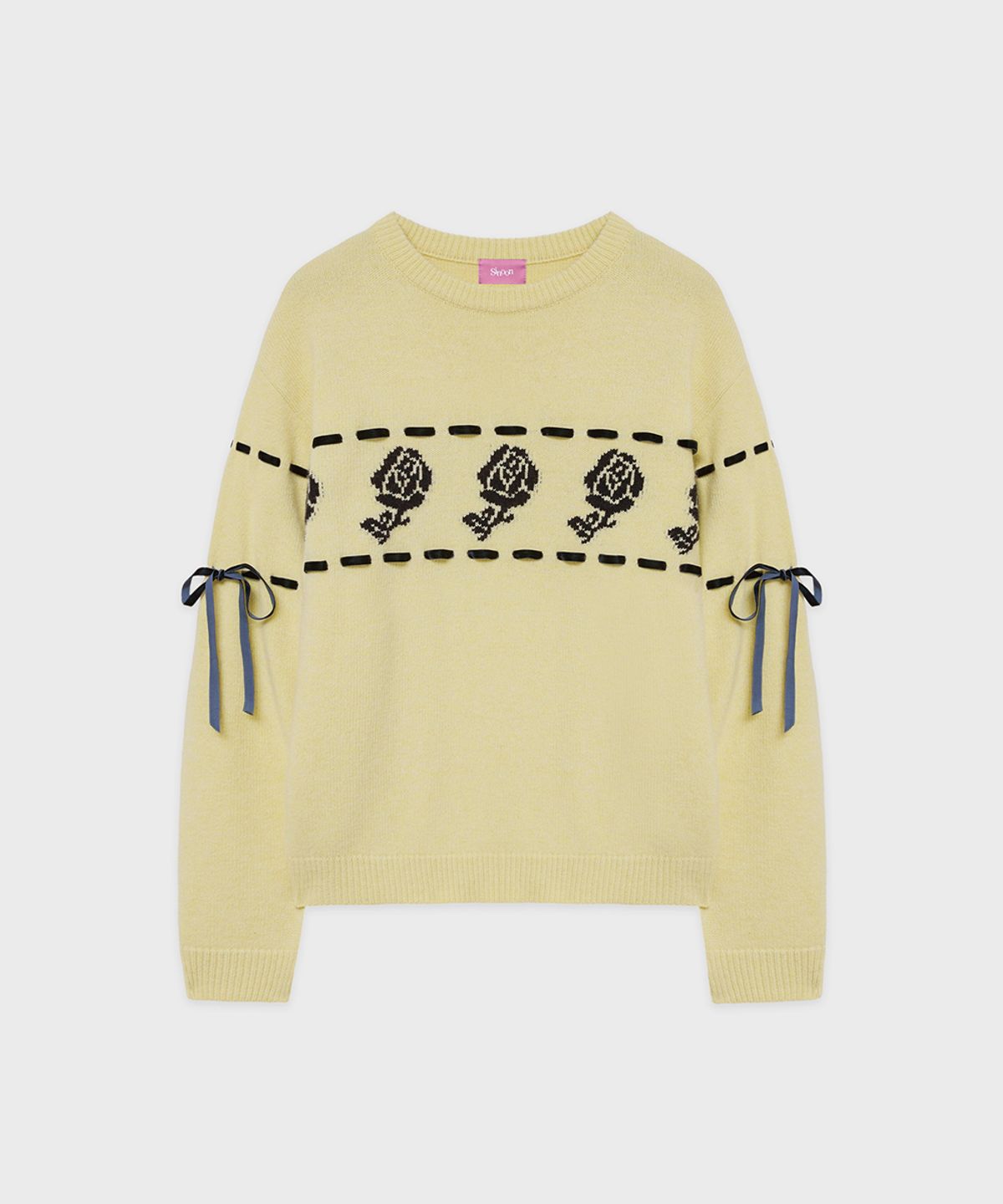시눈(SINOON) SN Rose Velvet Eyelet Knit (Yellow)