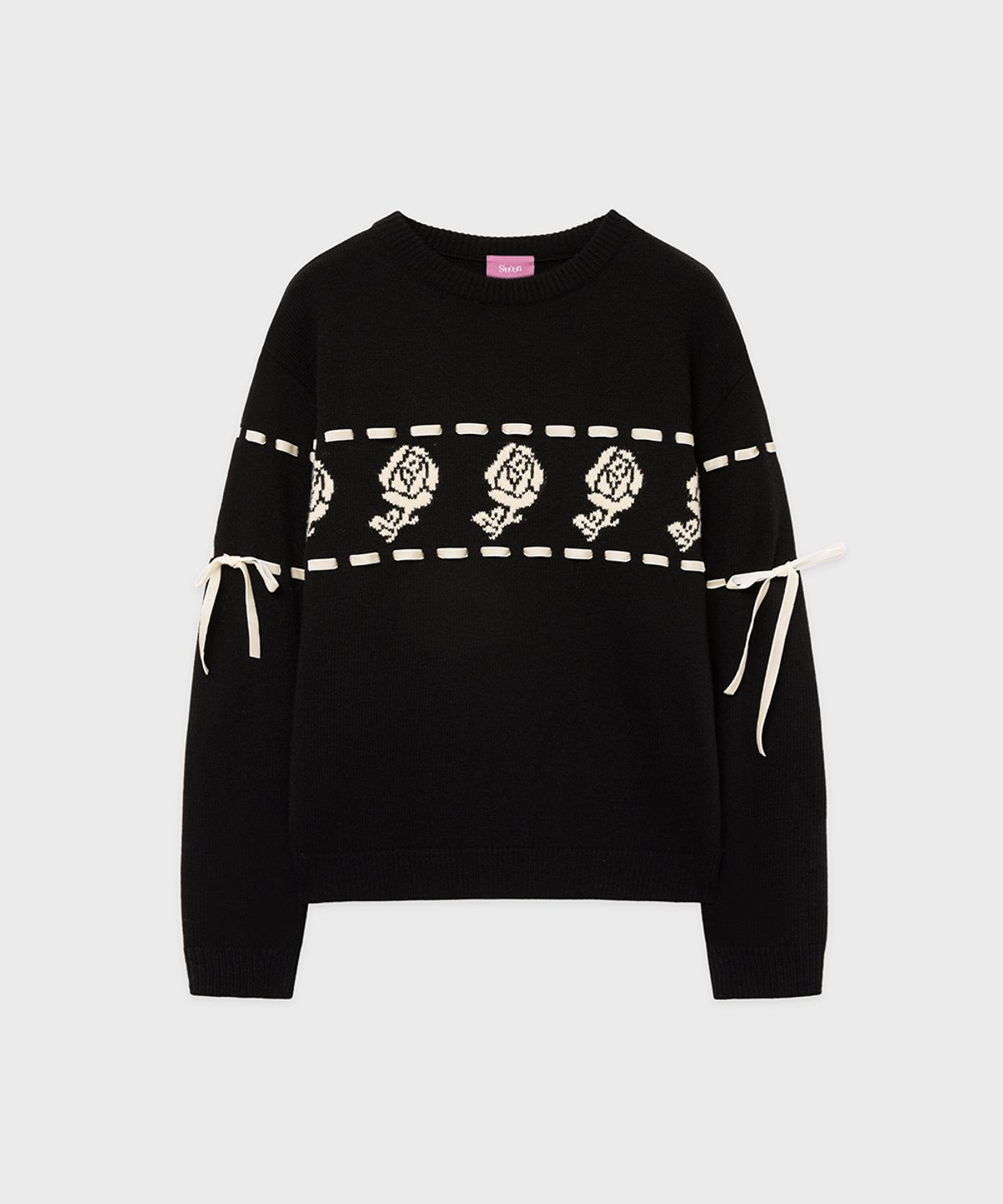 시눈(SINOON) SN Rose Velvet Eyelet Knit (Black)