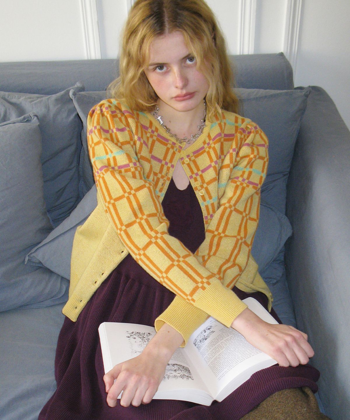 시눈(SINOON) Prism Stripe Knit Cardigan (Yellow)