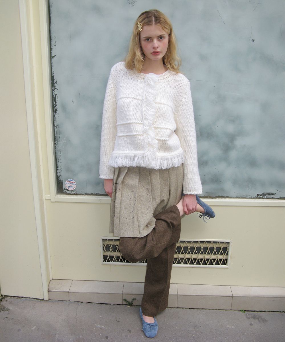 【Sinoon】 Fringe Flow Knit Cardigan MUSINSA公式 | SINOON Fringe Flow Knit Cardigan (Ivory)
