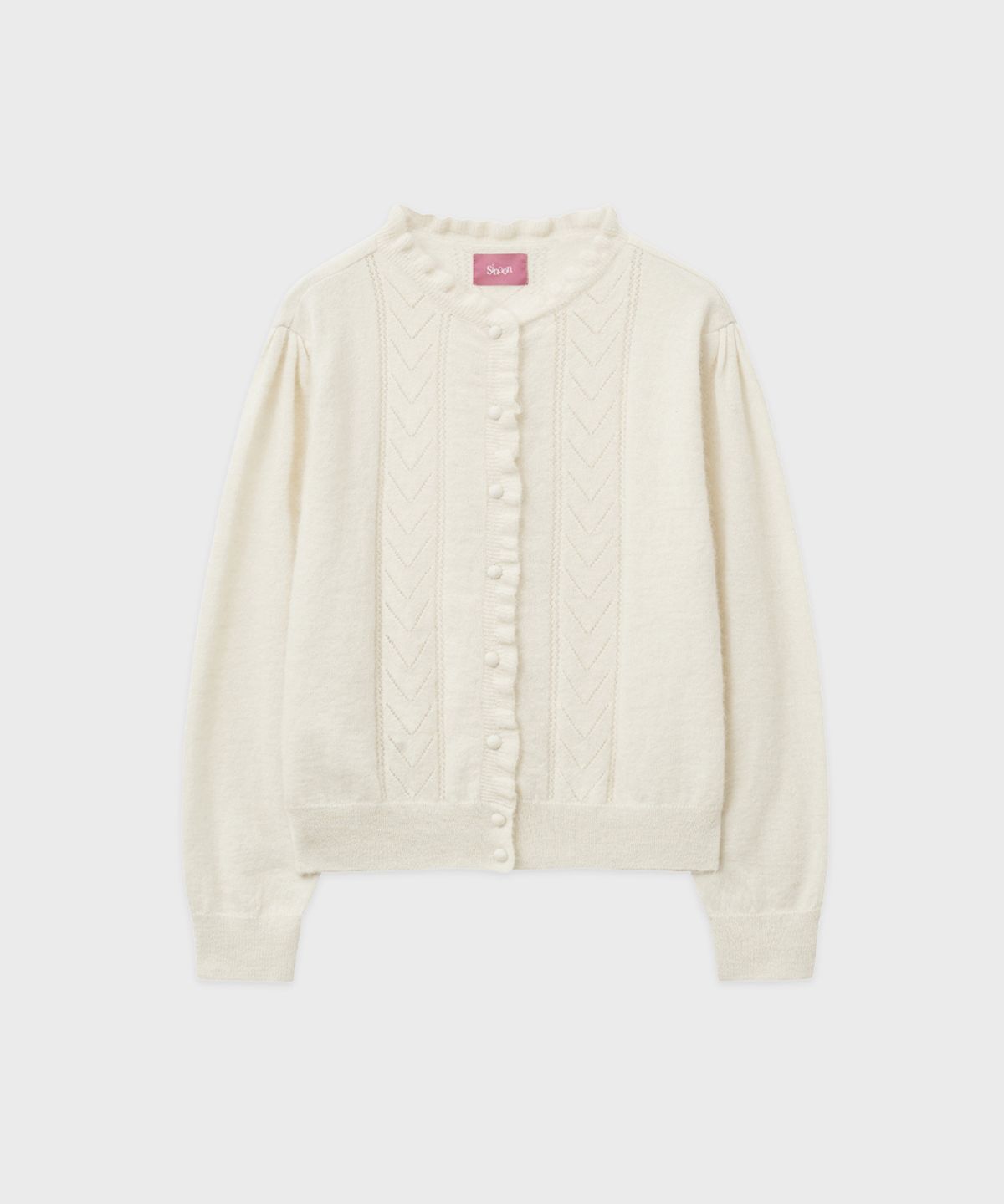 시눈(SINOON) SN Ruffle Punching Cardigan (Ivory)