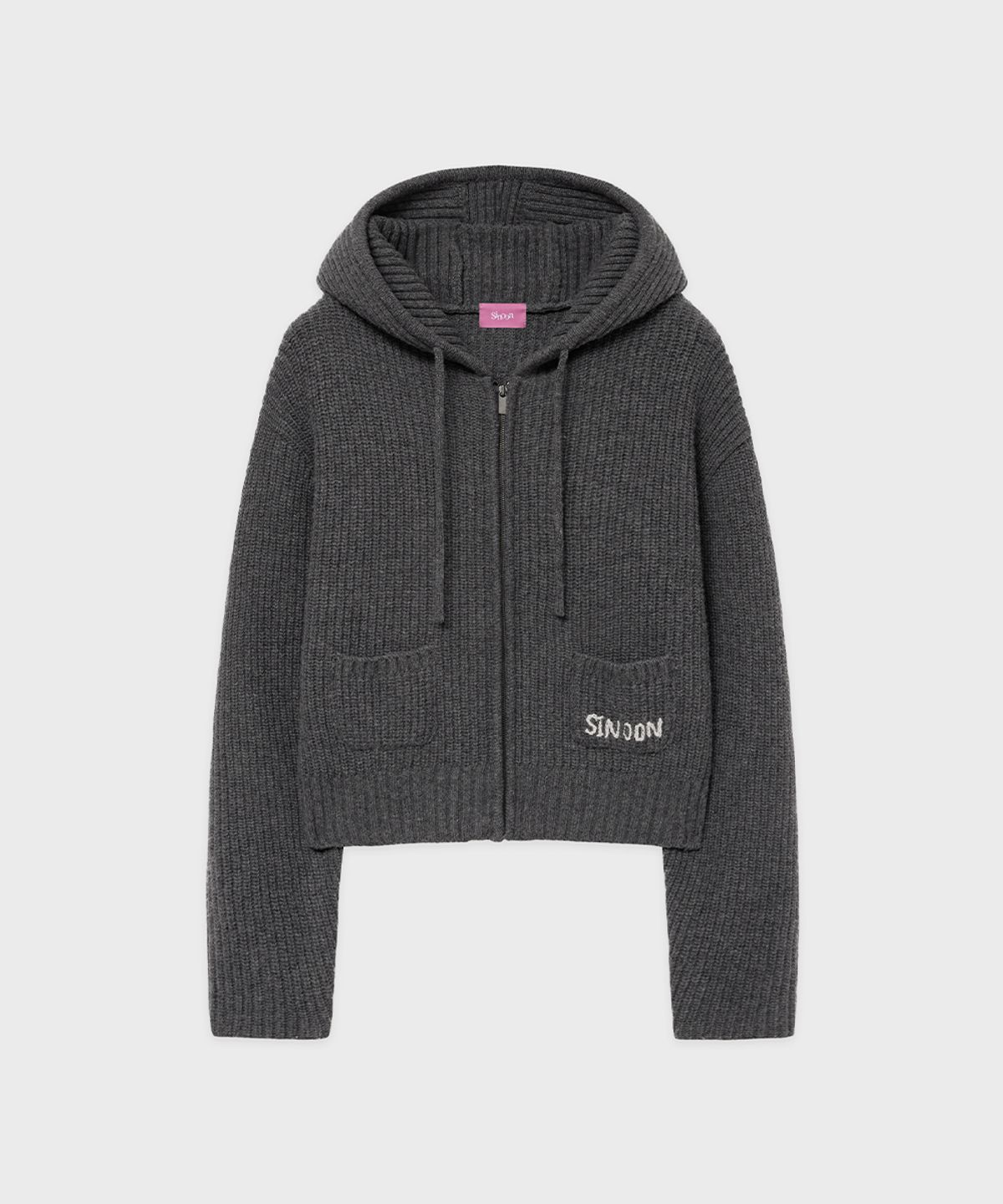 시눈(SINOON) SN Pocket Logo Zip-up Hoodie Knit (Charcoal)