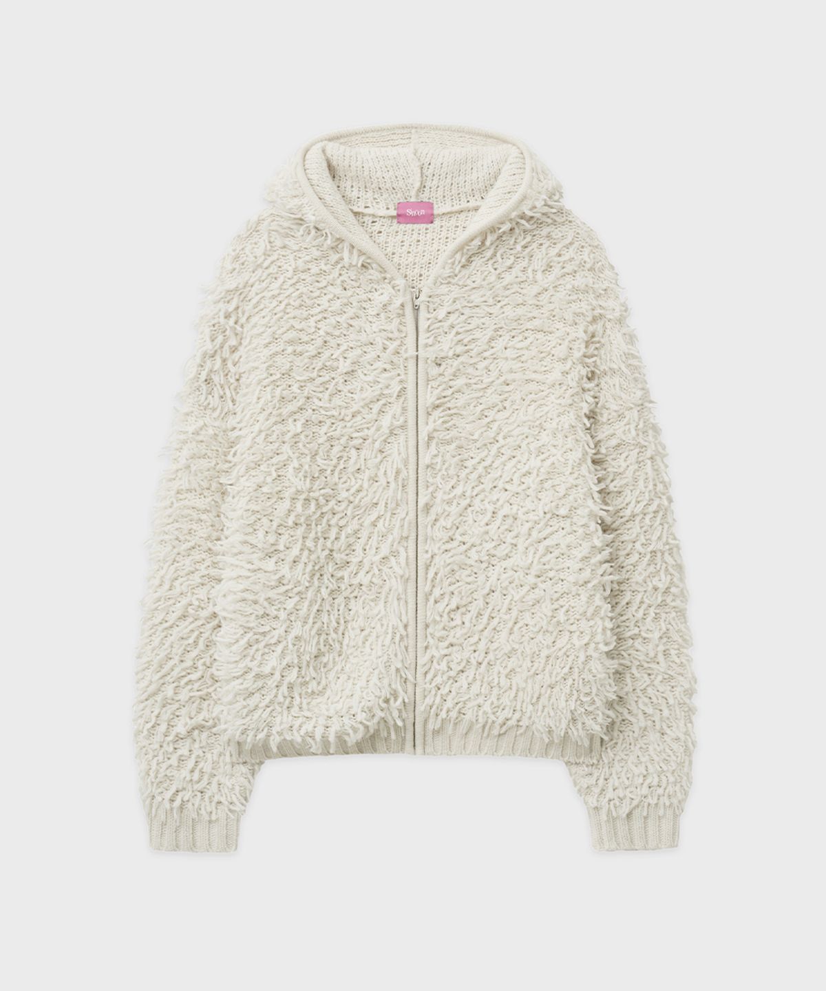 시눈(SINOON) Sinoon Fringe Hooded Knit Zip-up (Ivory)