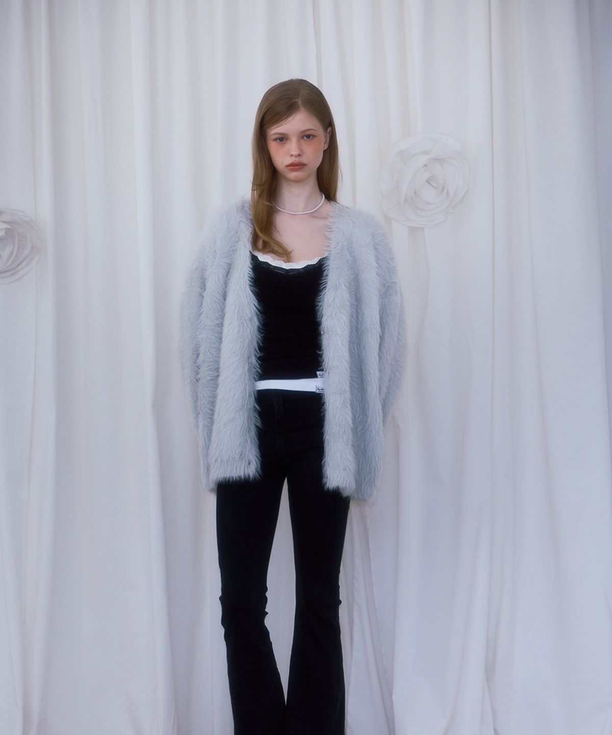 로제프란츠(ROSEFRANTZ) Fur Overfit Cardigan [Light Gray]