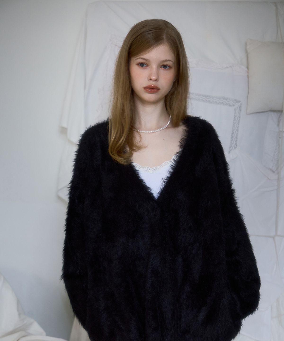 로제프란츠(ROSEFRANTZ) Fur Overfit Cardigan [Black]