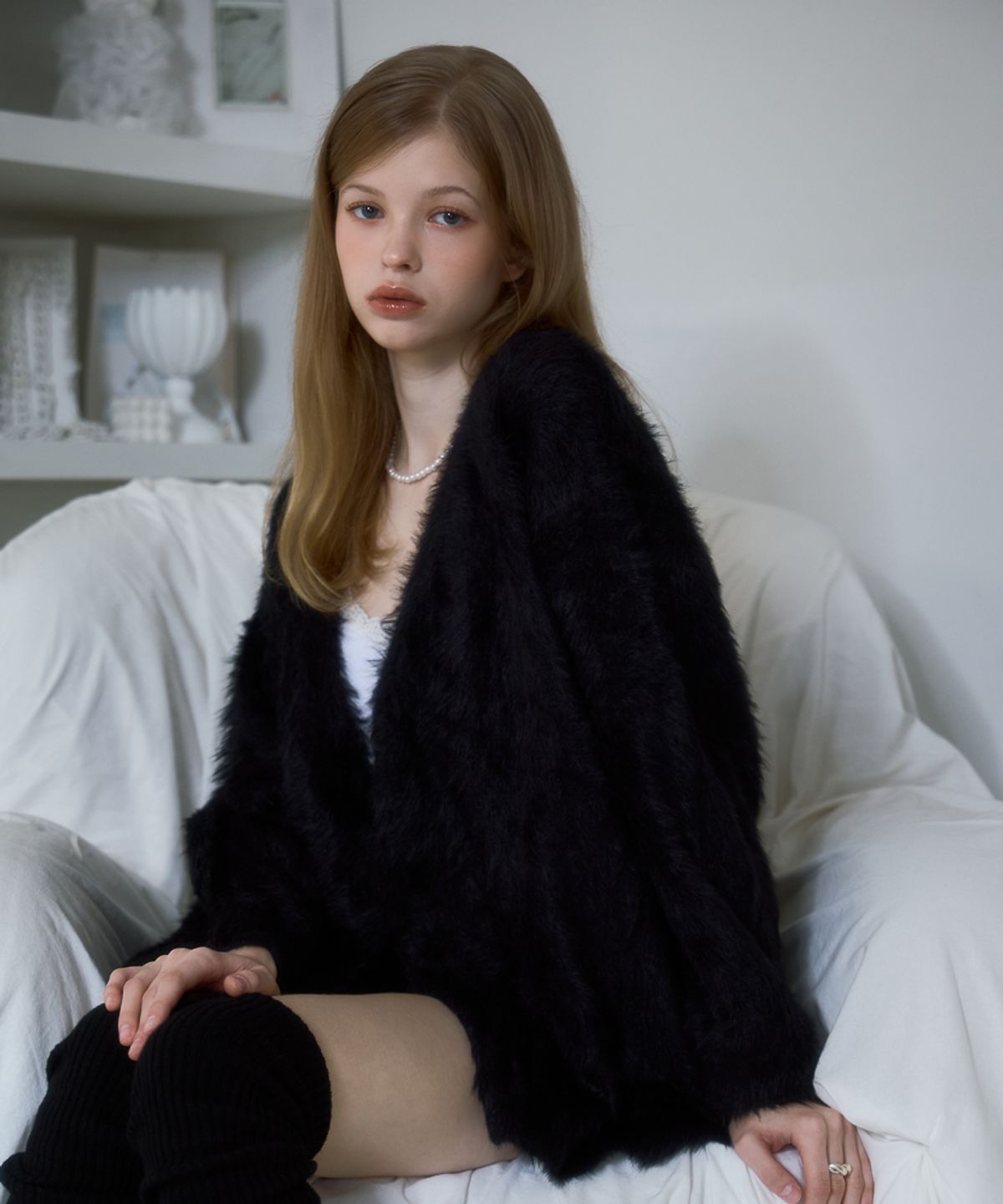 로제프란츠(ROSEFRANTZ) Fur Overfit Cardigan [Black]
