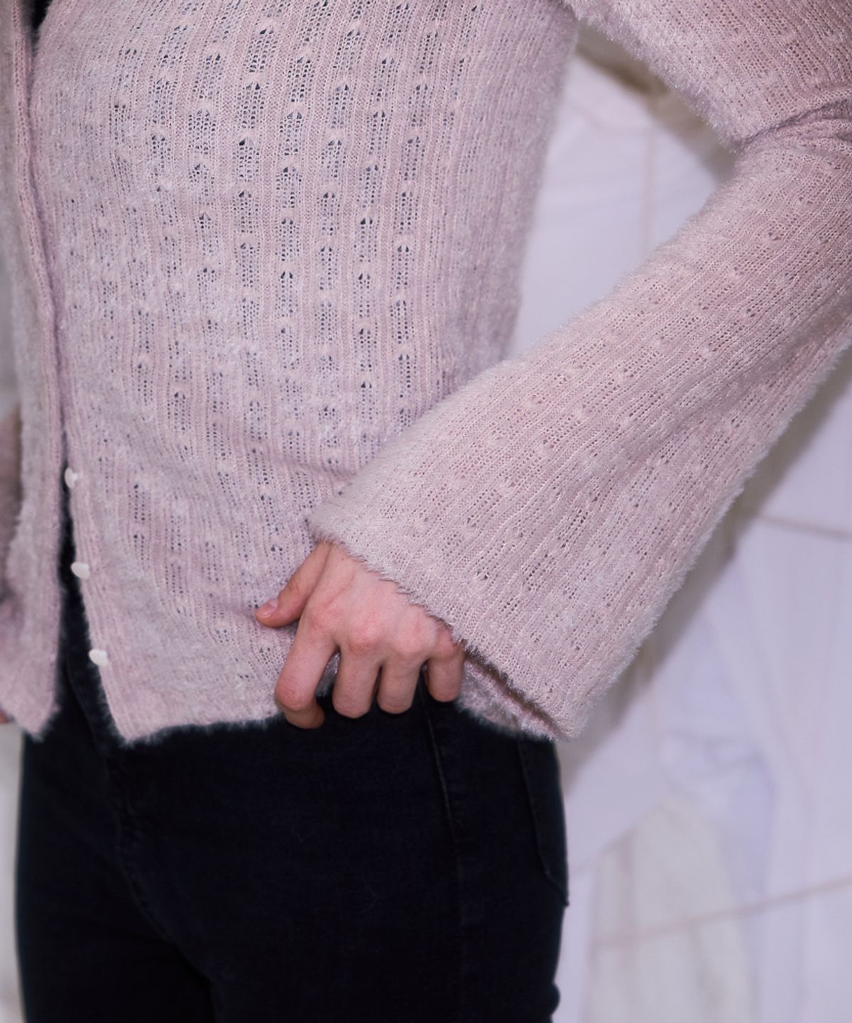로제프란츠(ROSEFRANTZ) Hairy Slim Fur Cardigan [Light Beige]