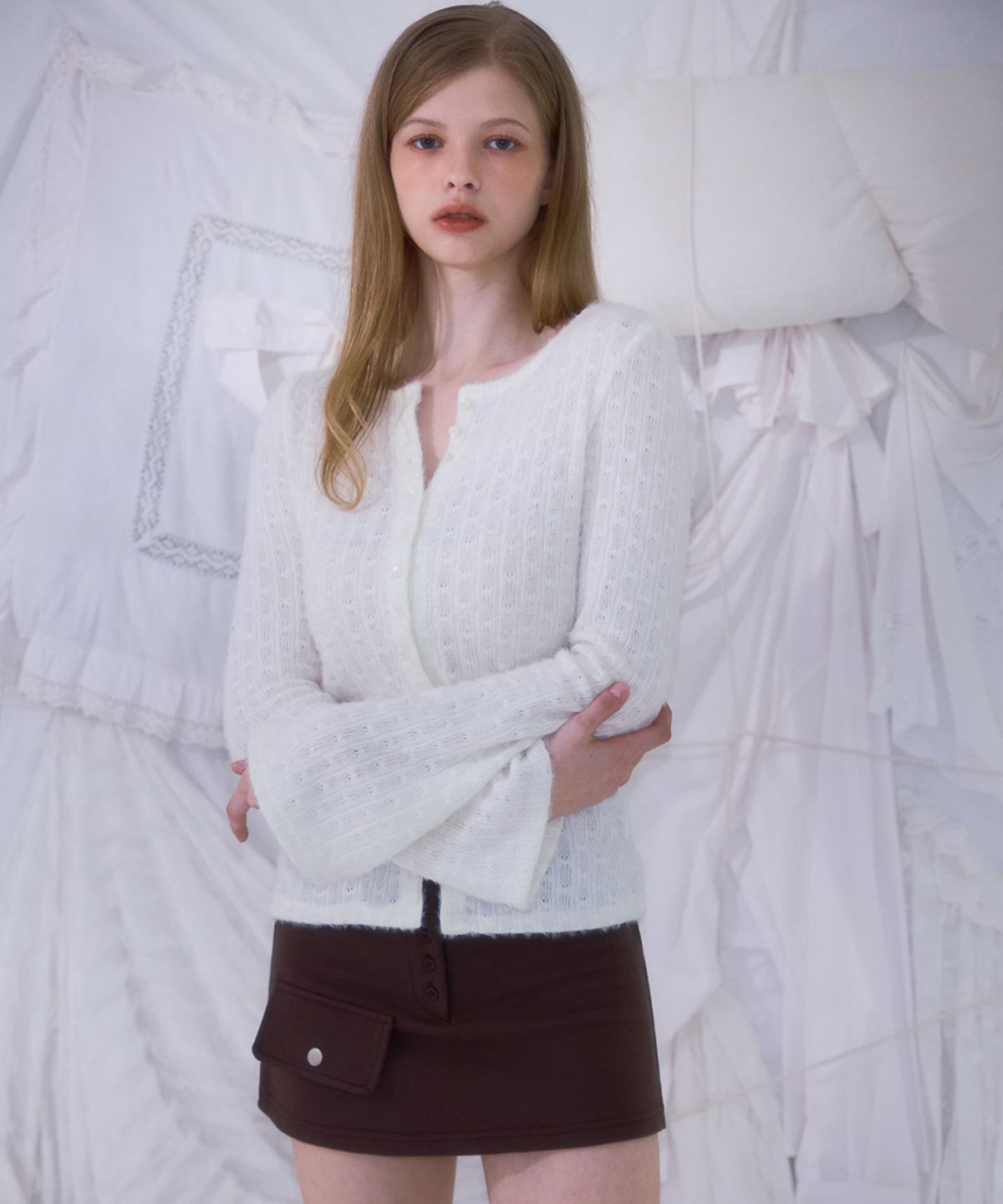 로제프란츠(ROSEFRANTZ) Hairy Slim Fur Cardigan [Ivory]