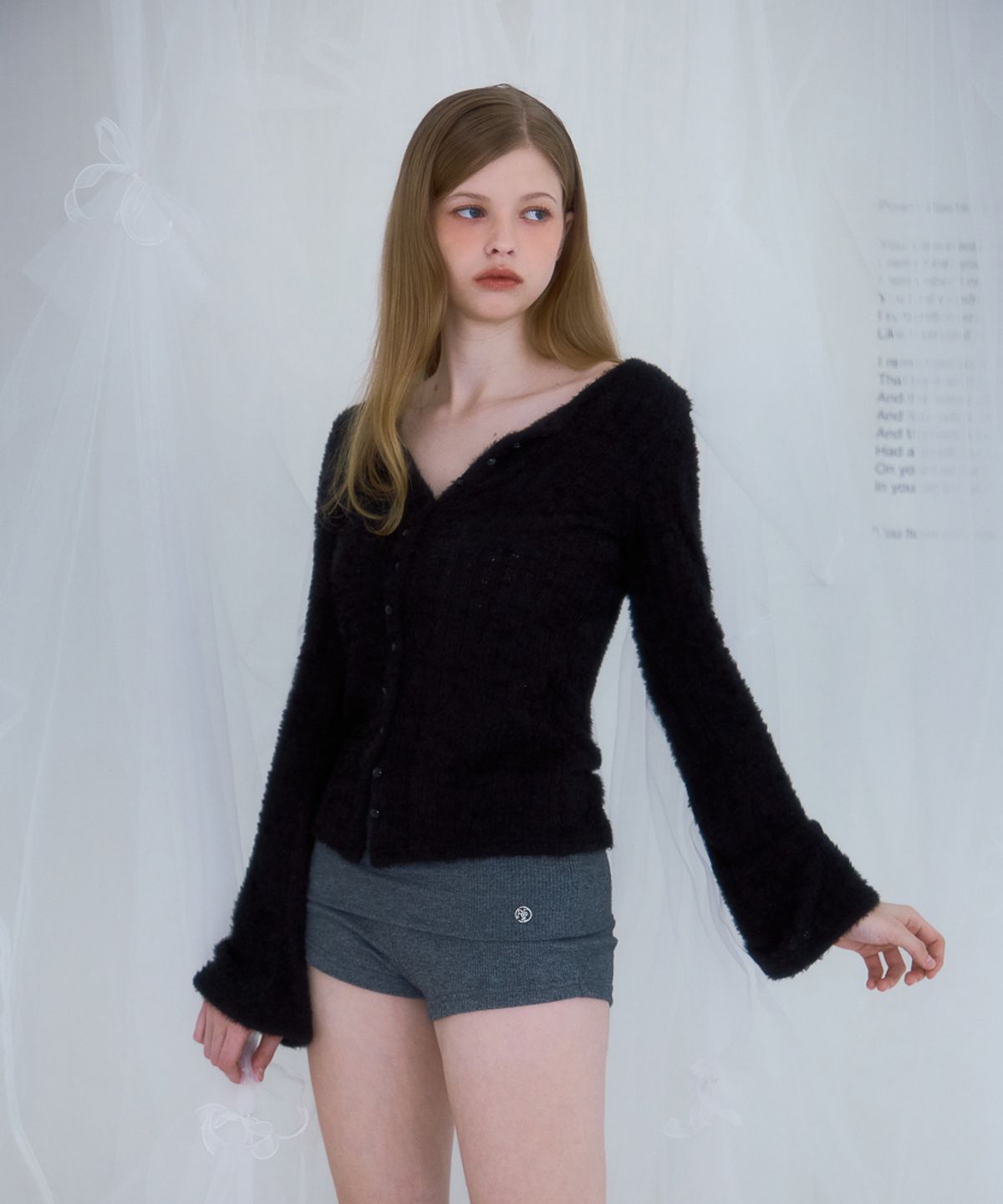 로제프란츠(ROSEFRANTZ) Hairy Slim Fur Cardigan [Black]