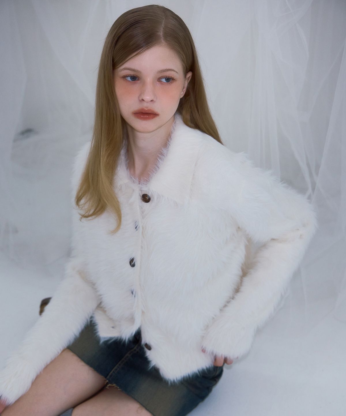 로제프란츠(ROSEFRANTZ) Fur Collar Button Cardigan [Ivory]