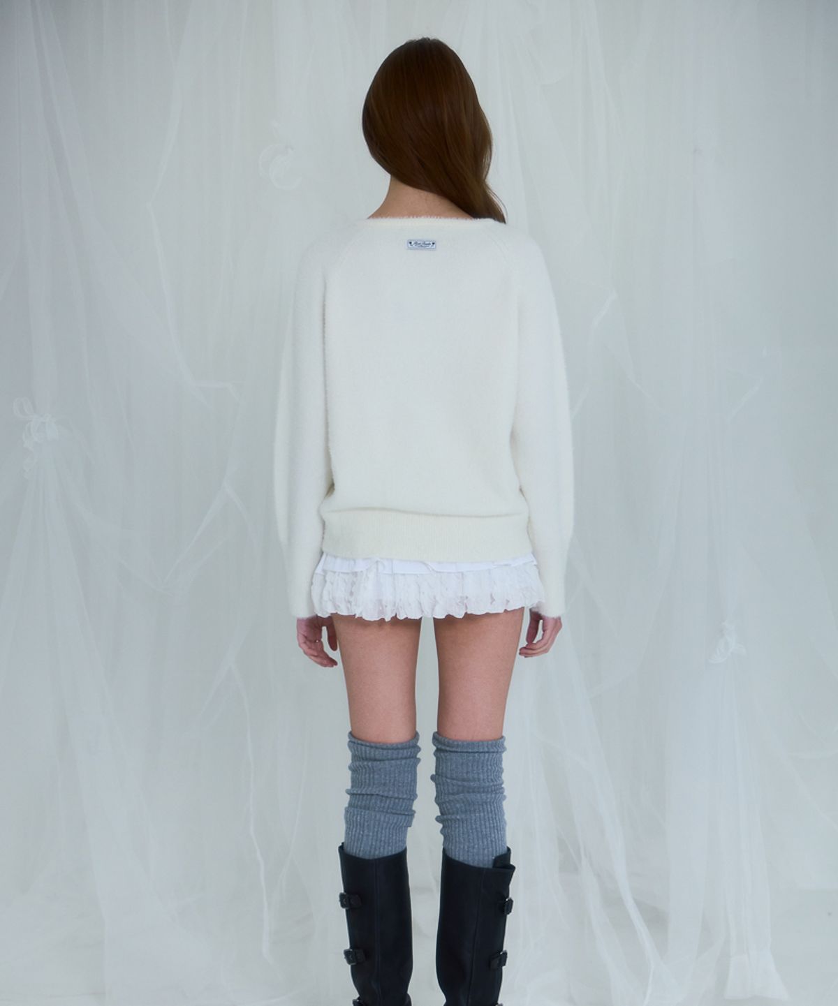 로제프란츠(ROSEFRANTZ) Fur V-neck Knit [Ivory]