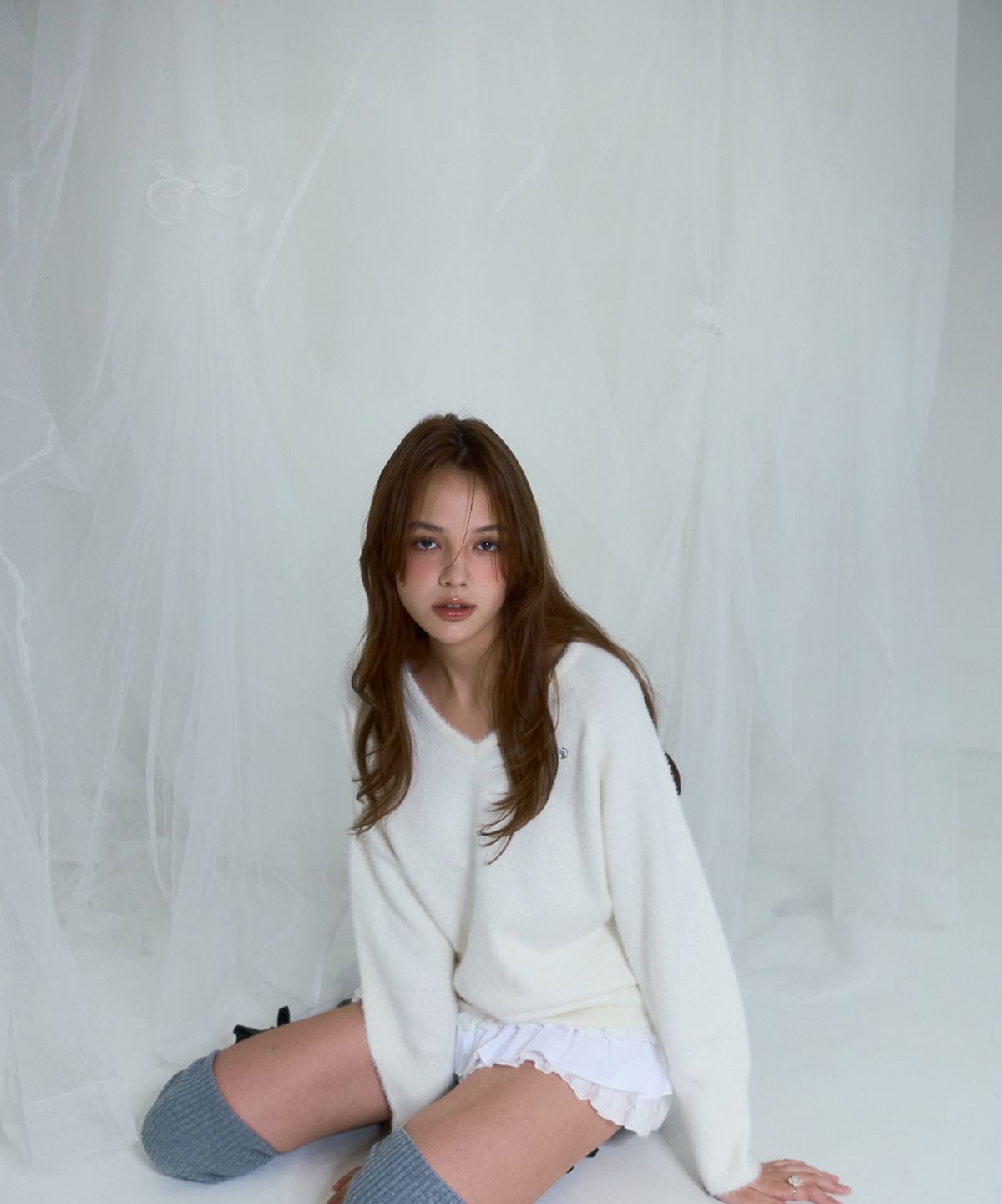 로제프란츠(ROSEFRANTZ) Fur V-neck Knit [Ivory]