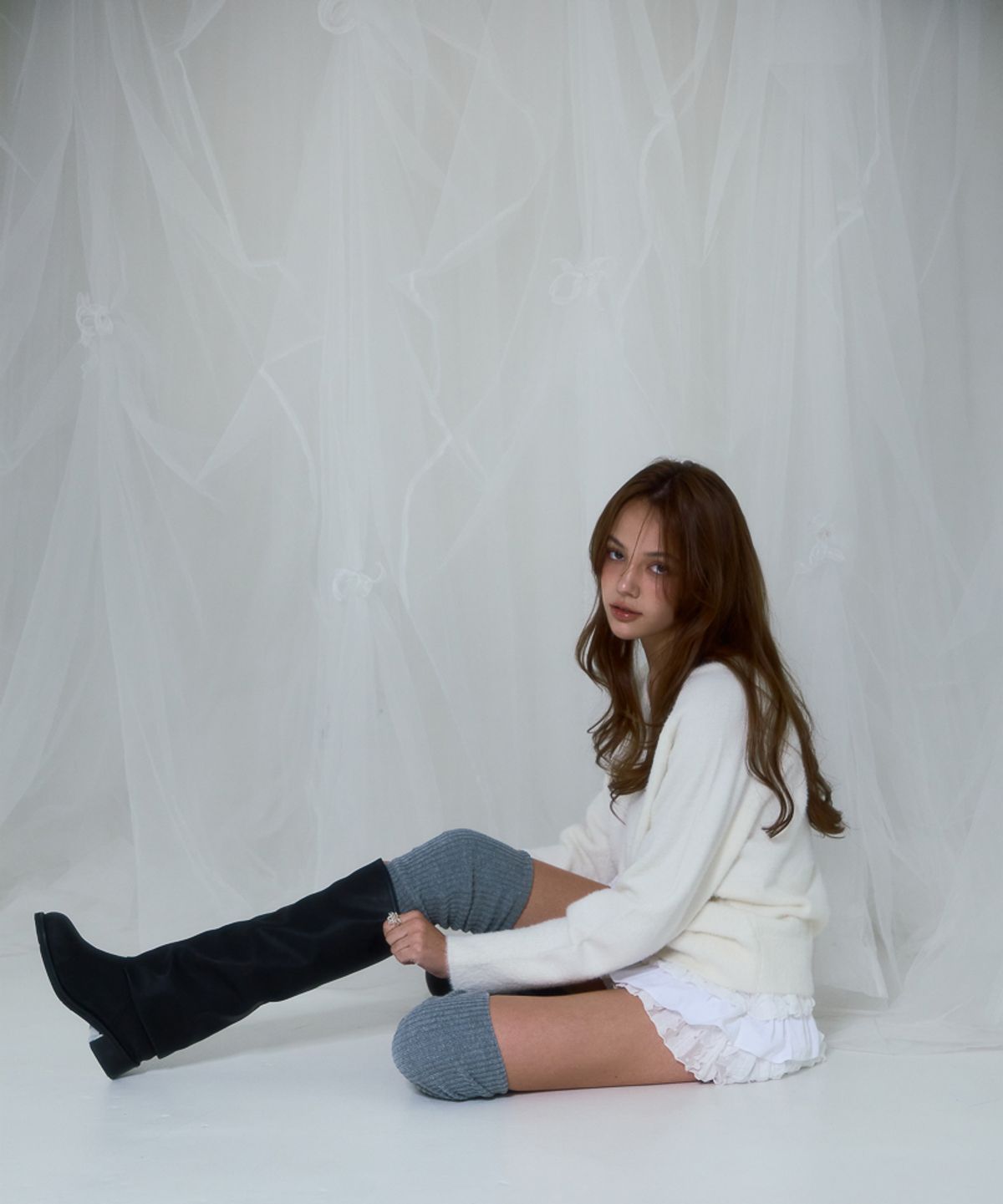 로제프란츠(ROSEFRANTZ) Fur V-neck Knit [Ivory]