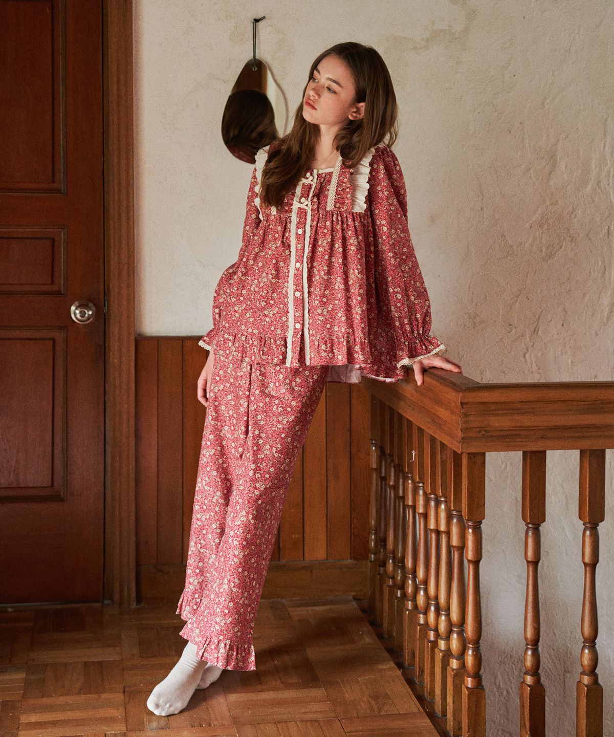 울랄라파자마(ULLALA PAJAMAS) 텔링 긴팔 투피스 딥레드 (21수)
