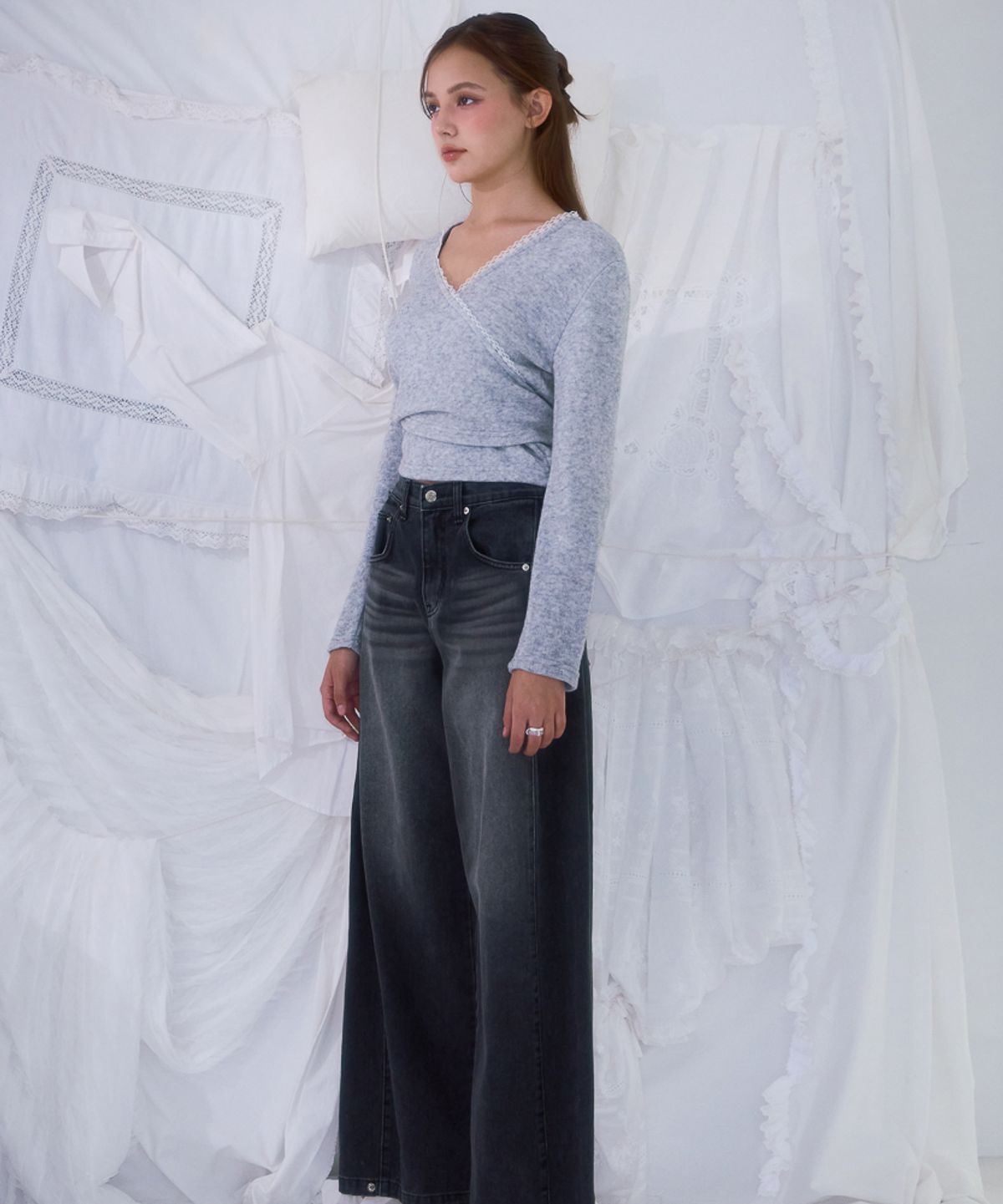 로제프란츠(ROSEFRANTZ) Lace Line Wrap Long Sleeve [Gray]