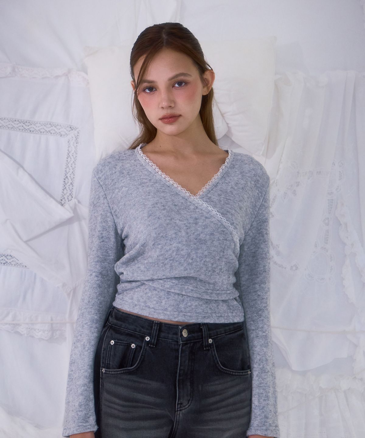 로제프란츠(ROSEFRANTZ) Lace Line Wrap Long Sleeve [Gray]