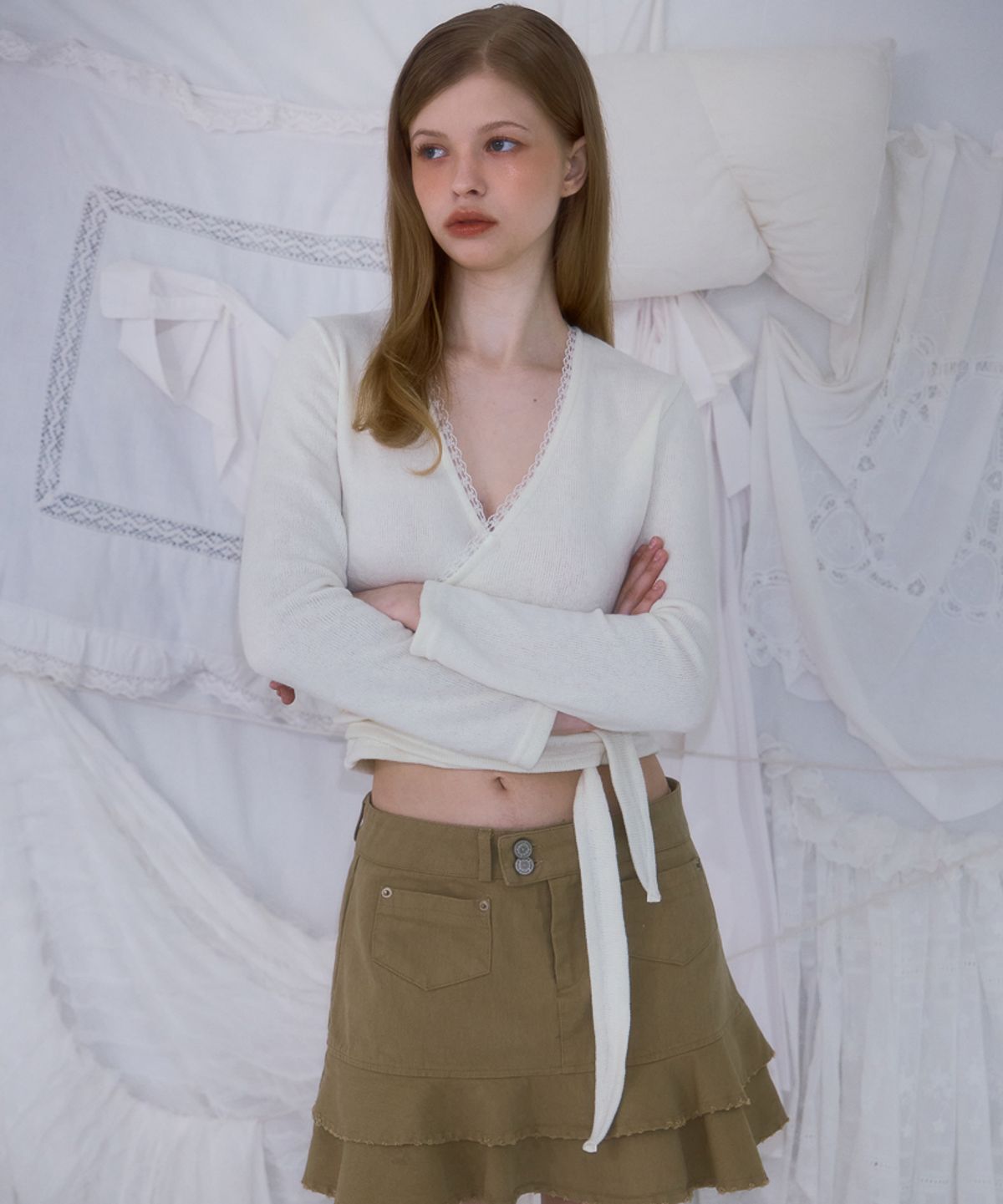 로제프란츠(ROSEFRANTZ) Lace Line Wrap Long Sleeve [Ivory]