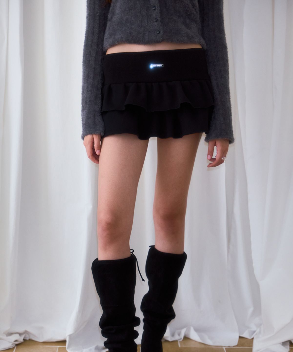 로제프란츠(ROSEFRANTZ) Cancan Sweat Mini Skirt [Black]