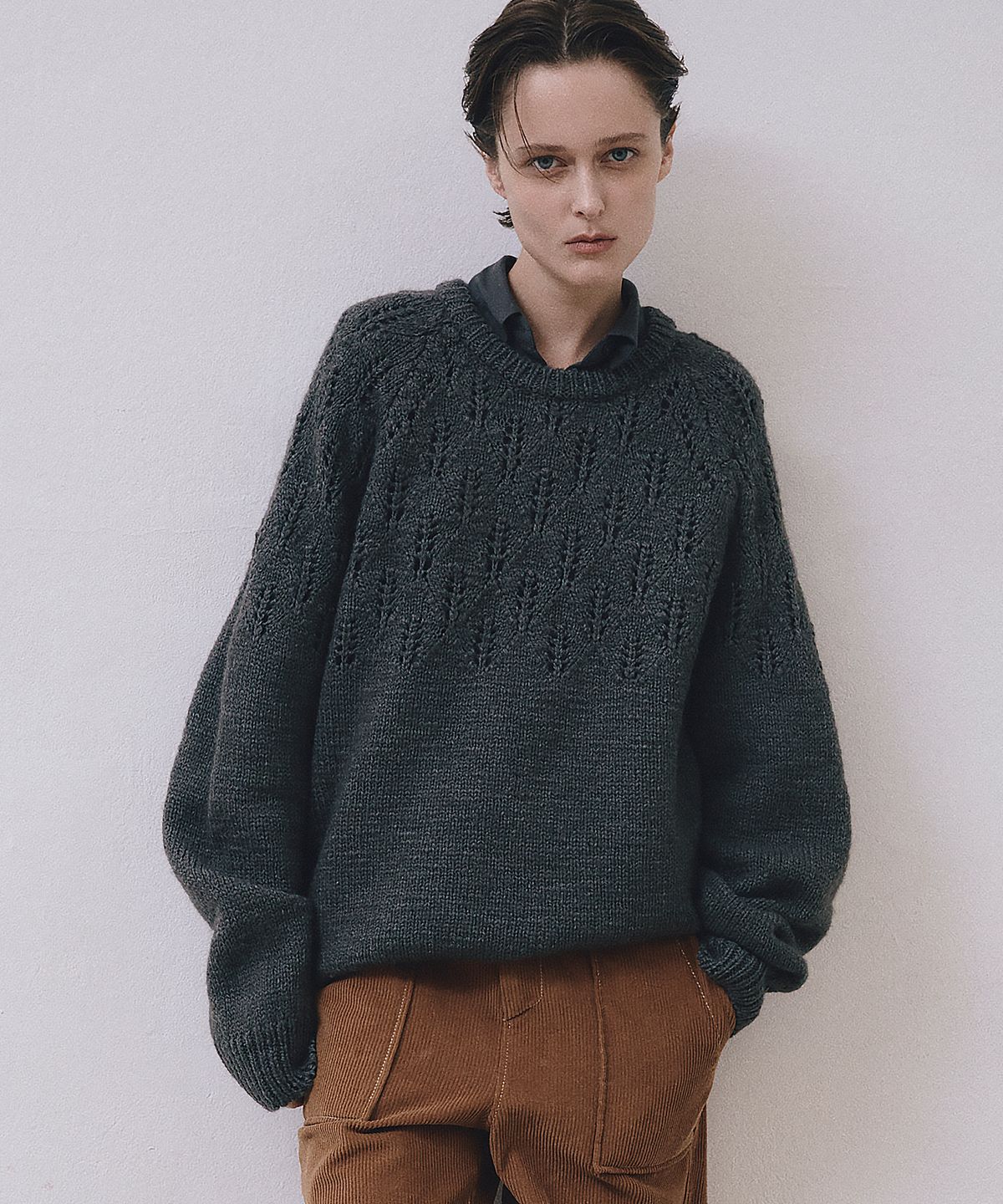 미드앤로우(MIDNLOW) Covent Wool Sweater (Grey)