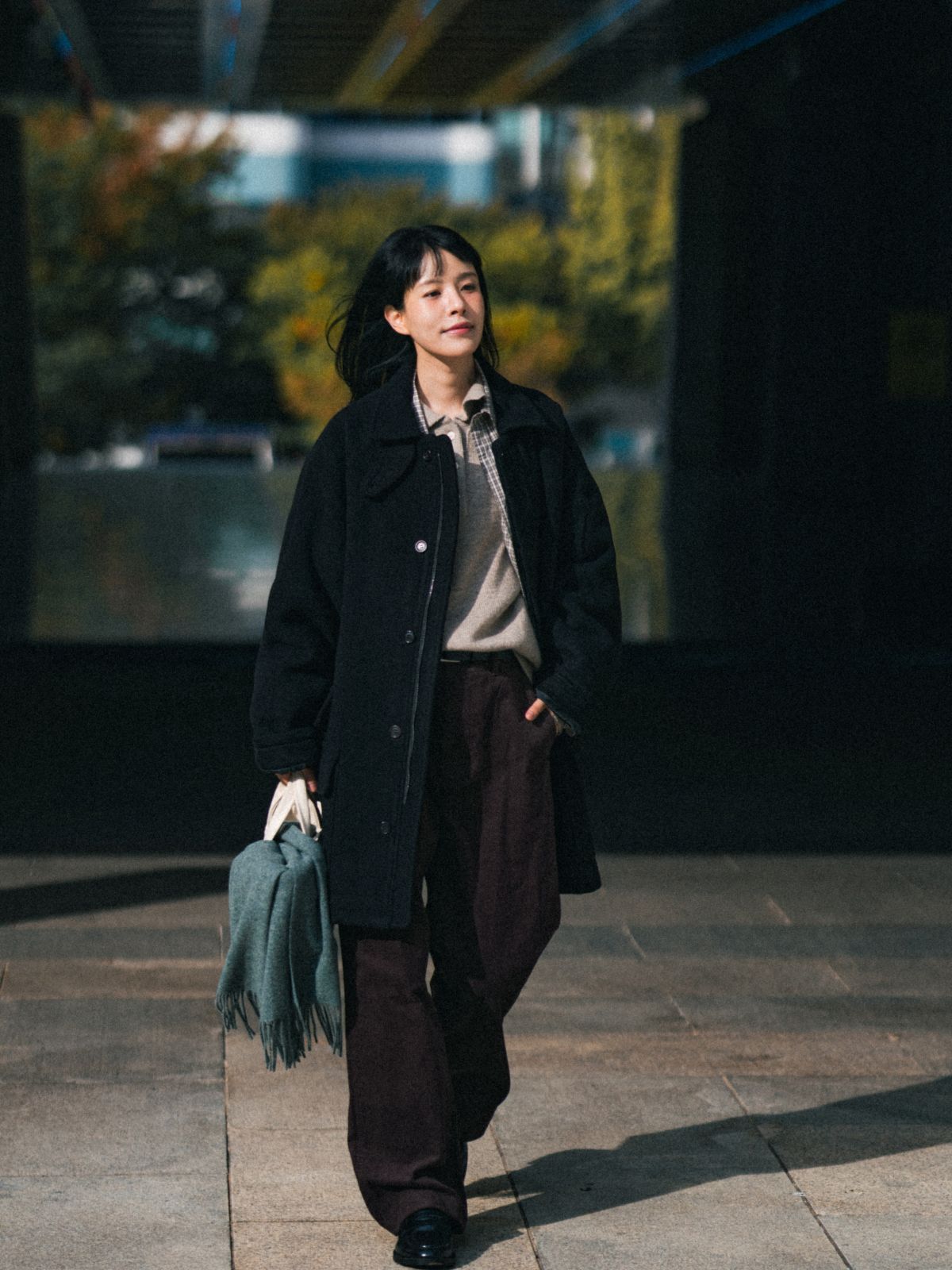 해브해드(HAVE HAD) 시티 울 하프 코트 (네이비)