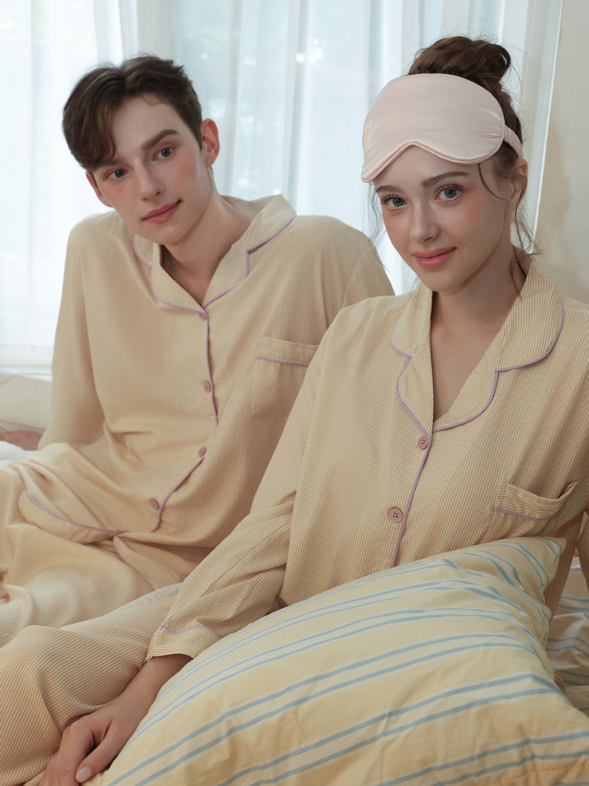 주디앤(JUDYN) 버블리 커플잠옷 긴팔 파자마 상하의 세트