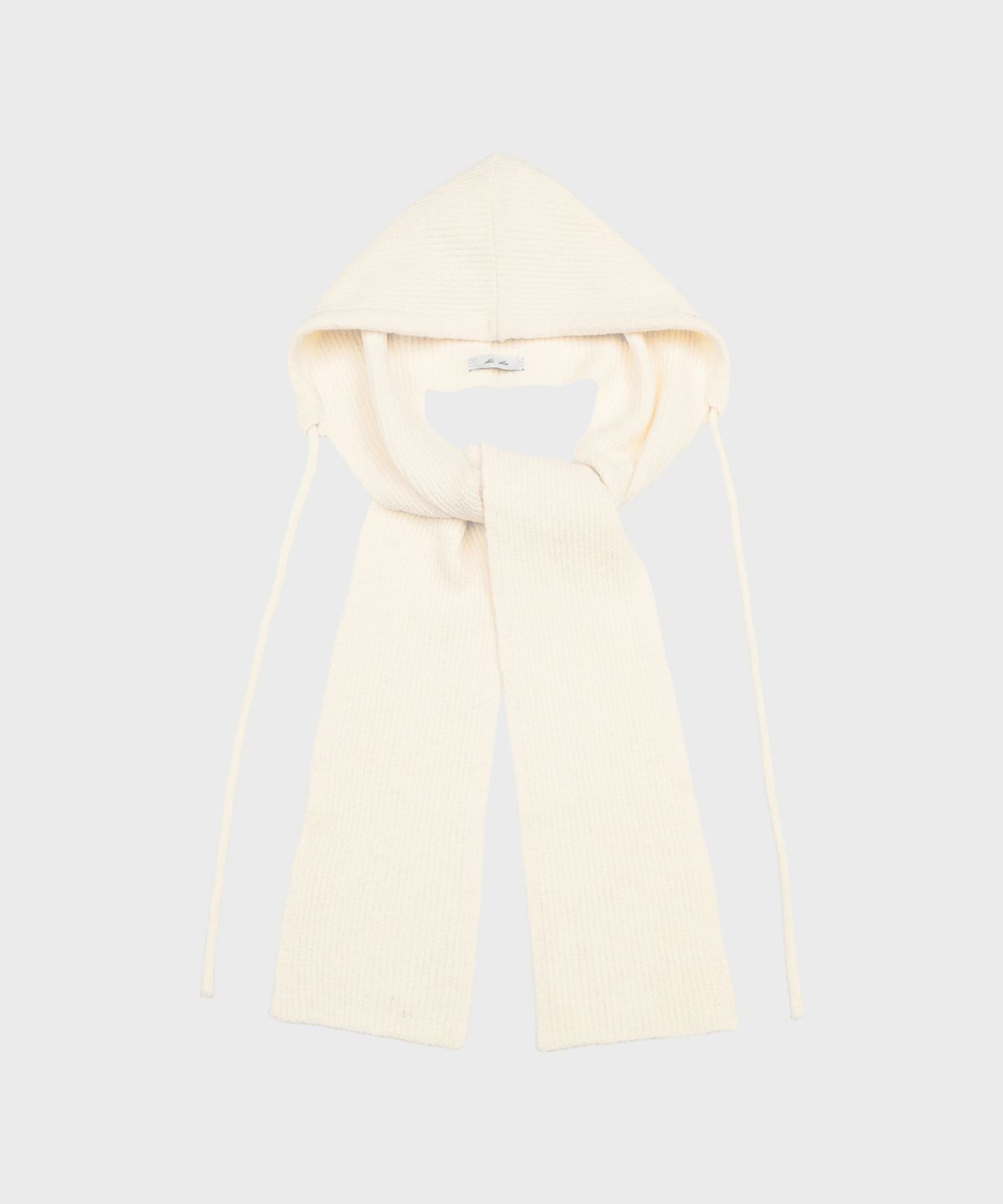 알키알카(ALKI ALKA) Knit Hoodie Muffler (Ivory)