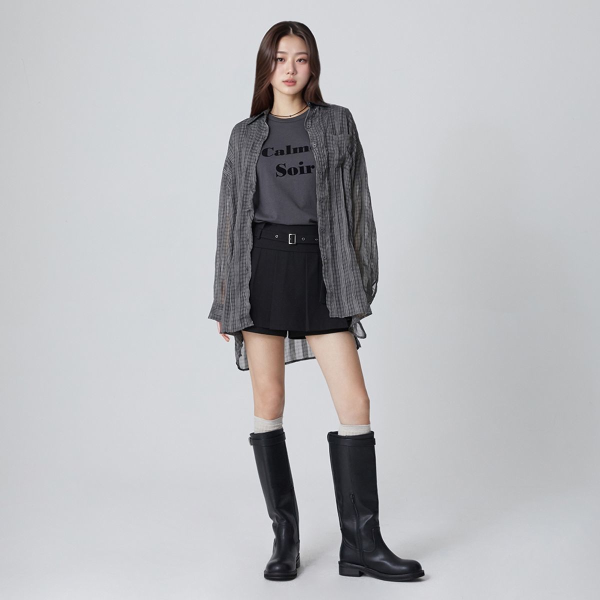 랩(LAP) 벨티드 플리츠 치마바지 AR3WP860