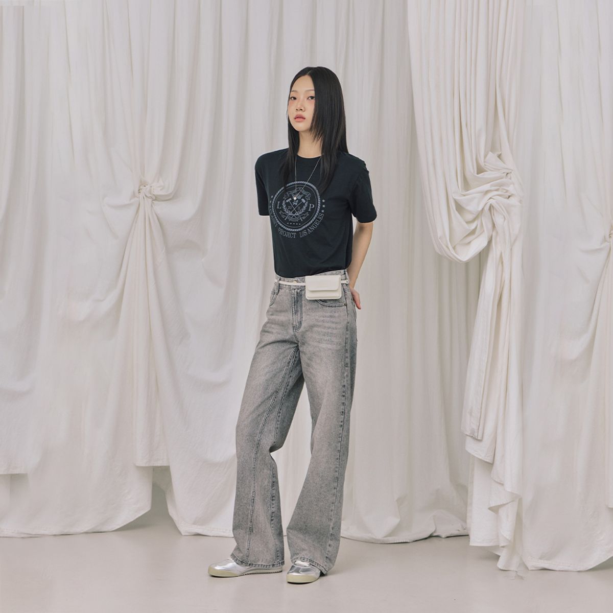 랩(LAP) 워싱 슬릿 절개 와이드팬츠 AR3DP861