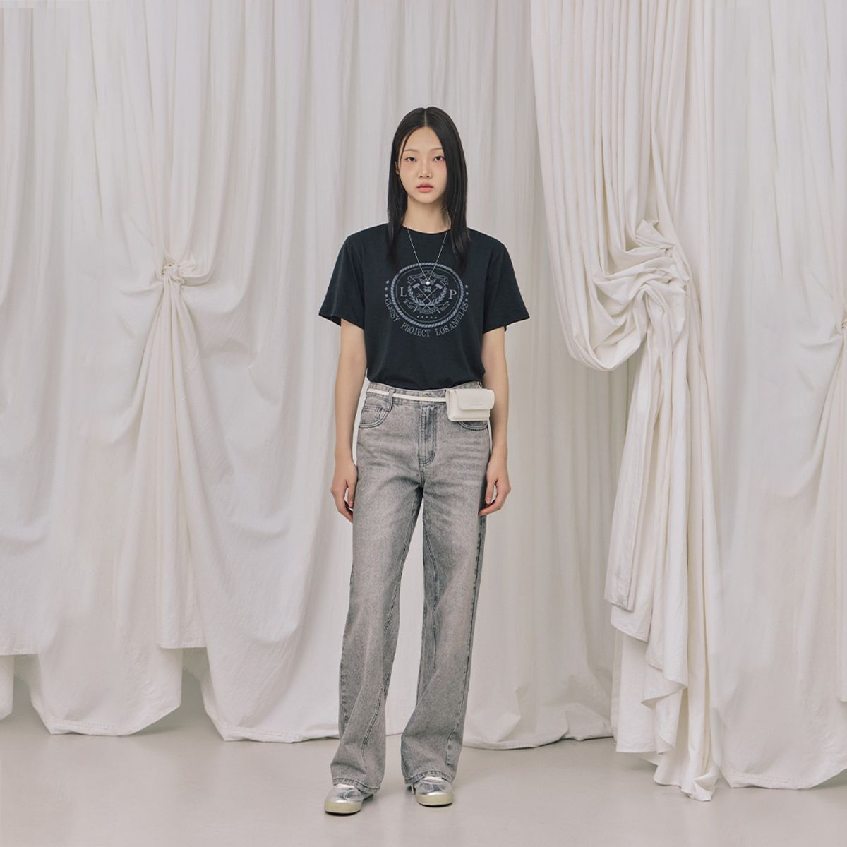 랩(LAP) 워싱 슬릿 절개 와이드팬츠 AR3DP861