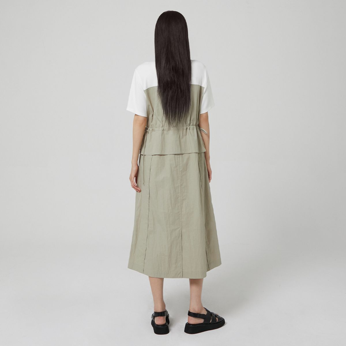 랩(LAP) 티셔츠 배색 뷔스티에 롱원피스 AR3WO860