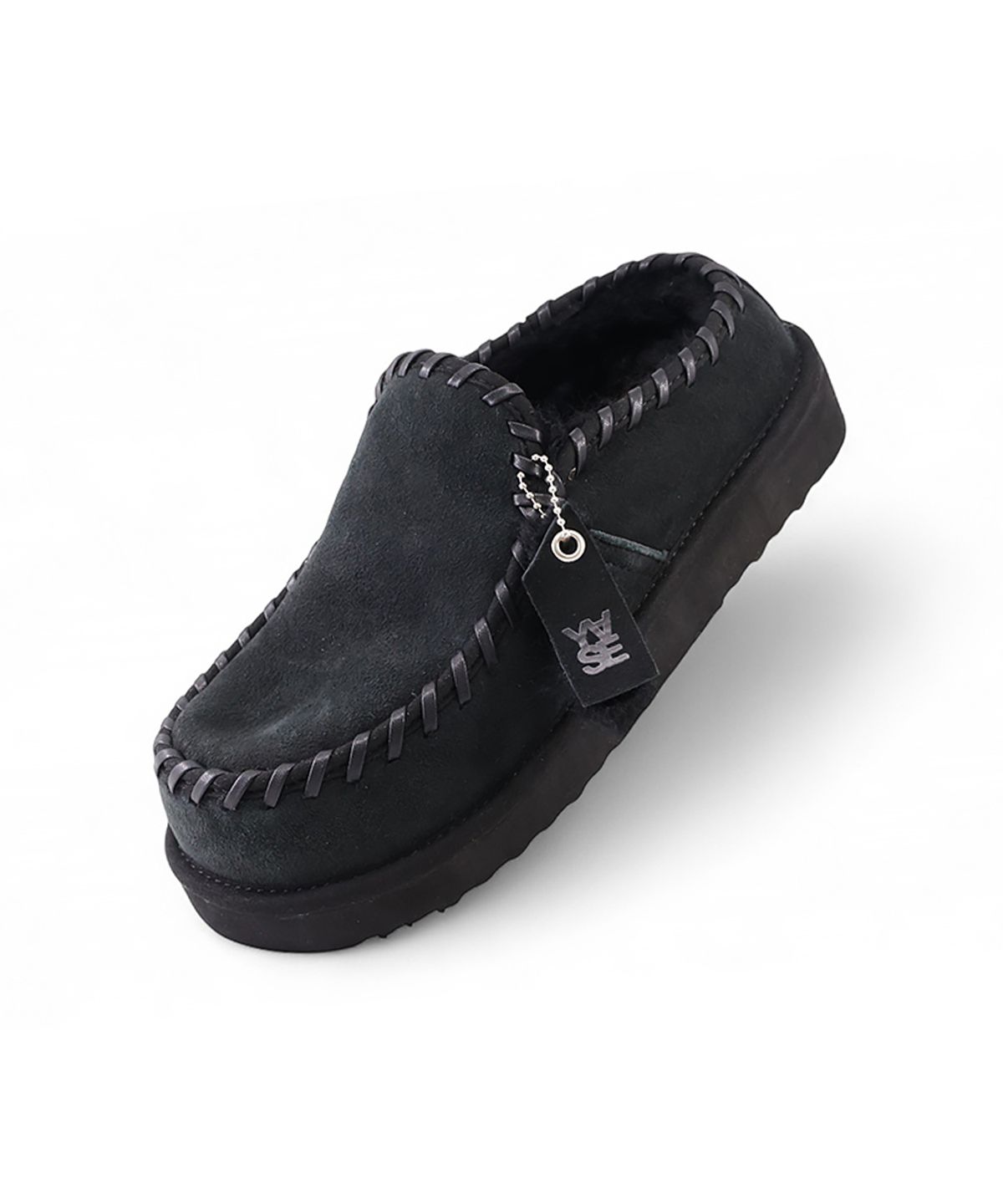 야세(YASE) 레더스윙 천연양모 클로그 블랙
