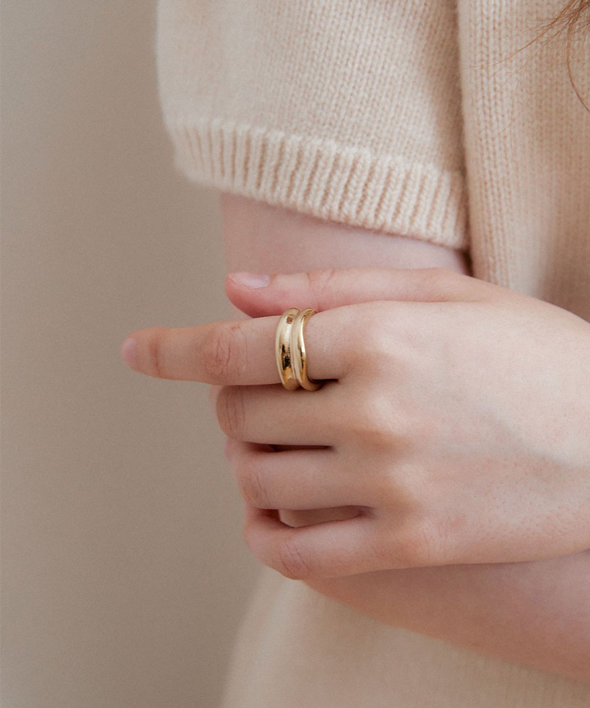 할렌(HALDEN) wave fold ring (R014_gold)