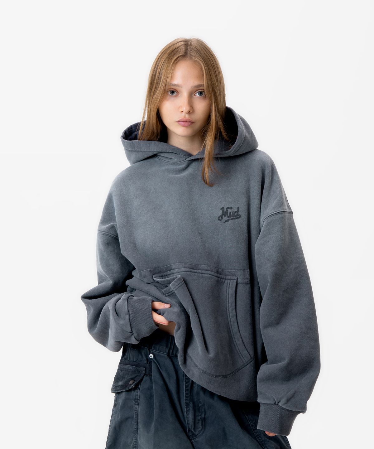 미드업데이트(MIDUPDATE) Mud Washed Hoodie_2color