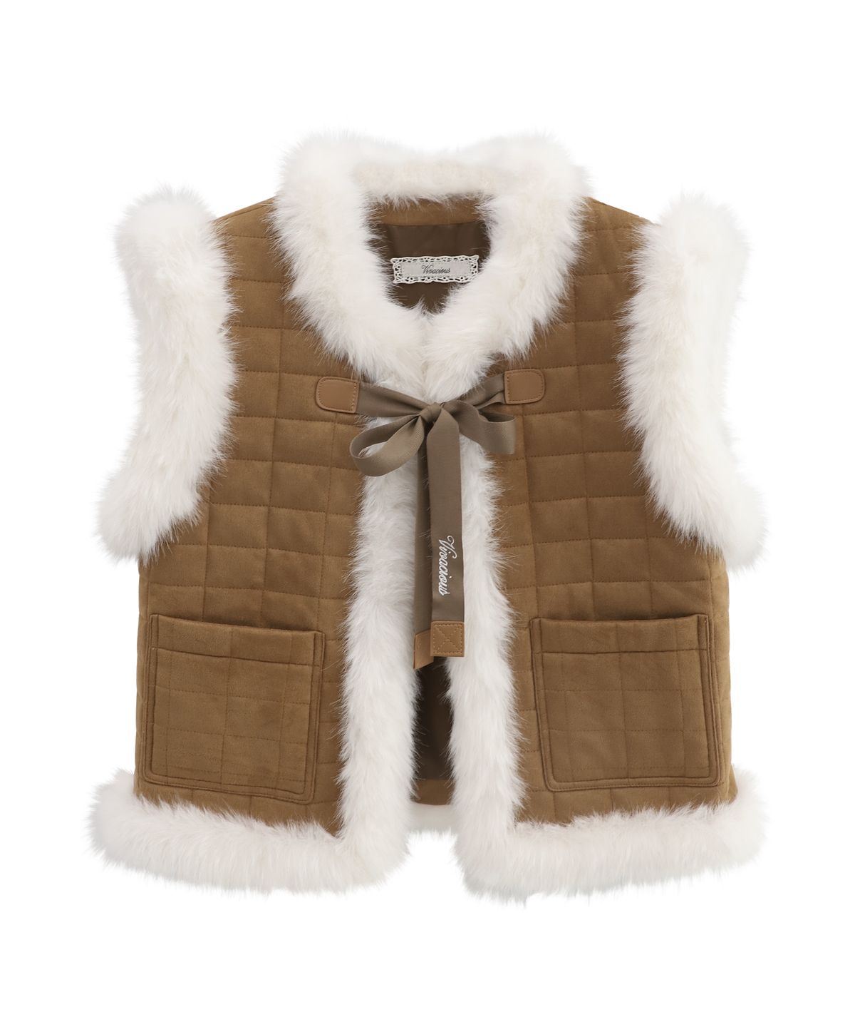 비바셔스(VIVACIOUS) Fur Trim Quilted Vest BLACK