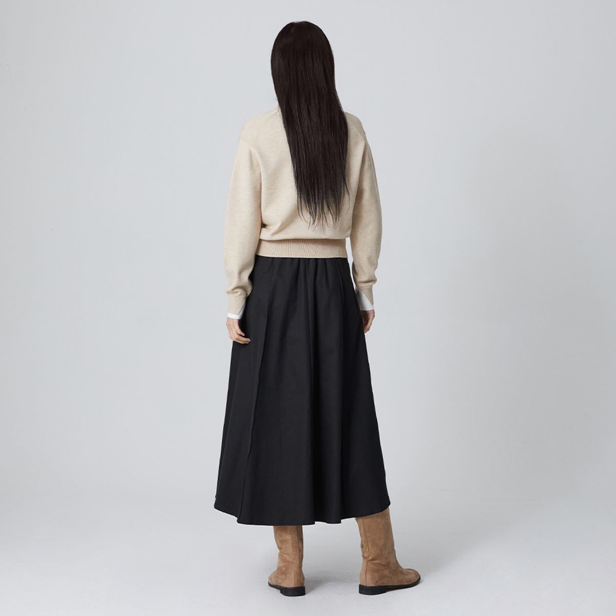 랩(LAP) 브이넥 소매배색 가디건 AR4KGA60