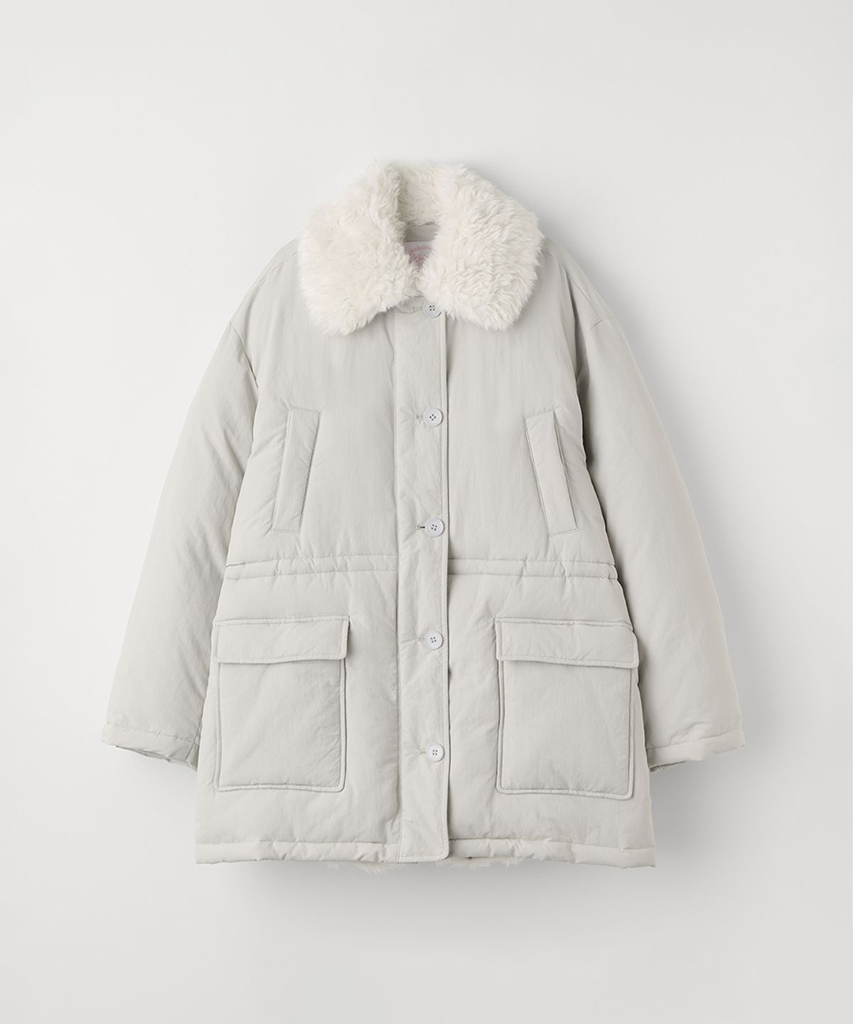 셀리테일즈(CELITAILS) DETACHABLE FUR PADDED JUMPER_LIGHT GREY