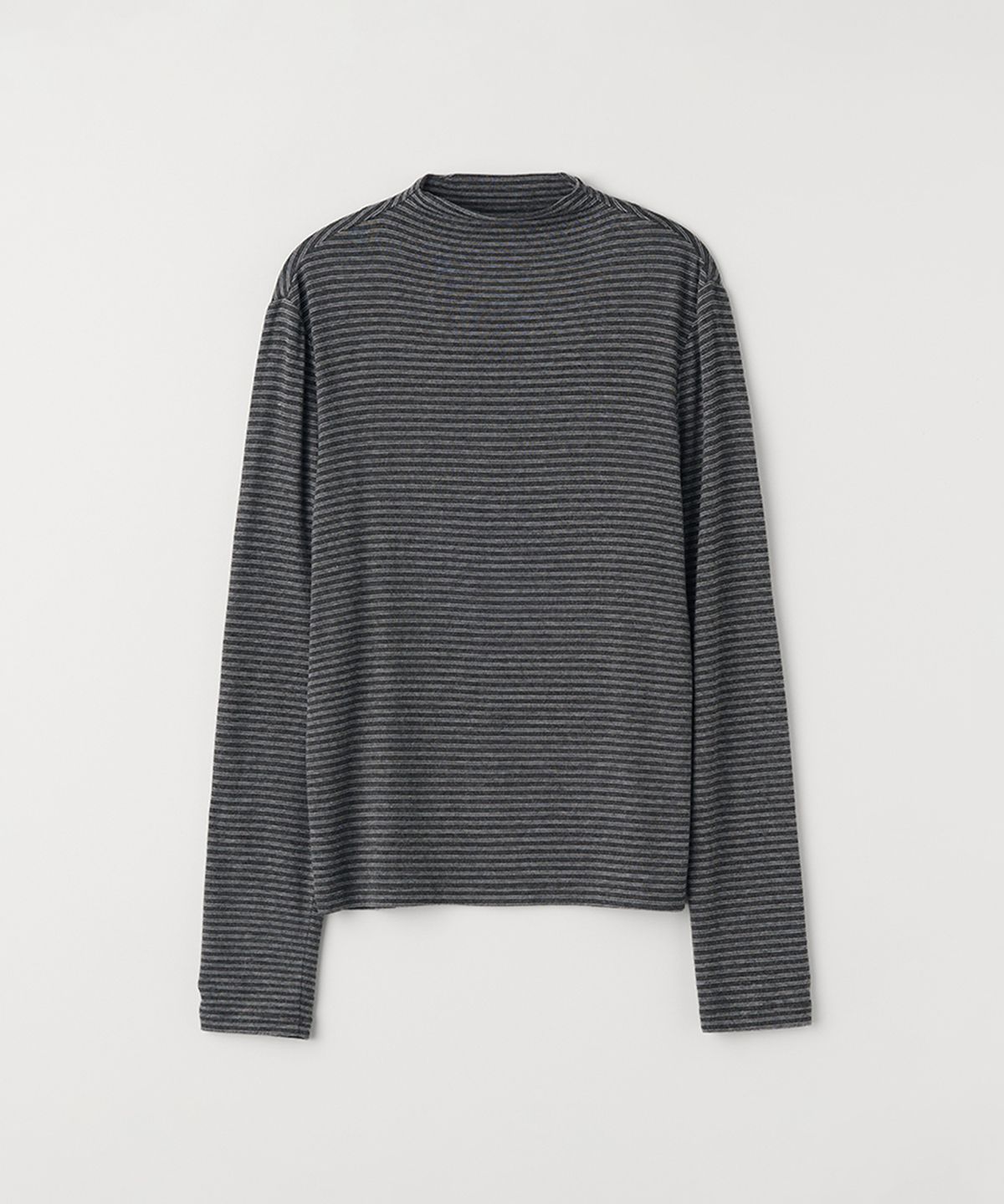 셀리테일즈(CELITAILS) STRIPE MOCK NECK T-SHIRT_CHARCOAL