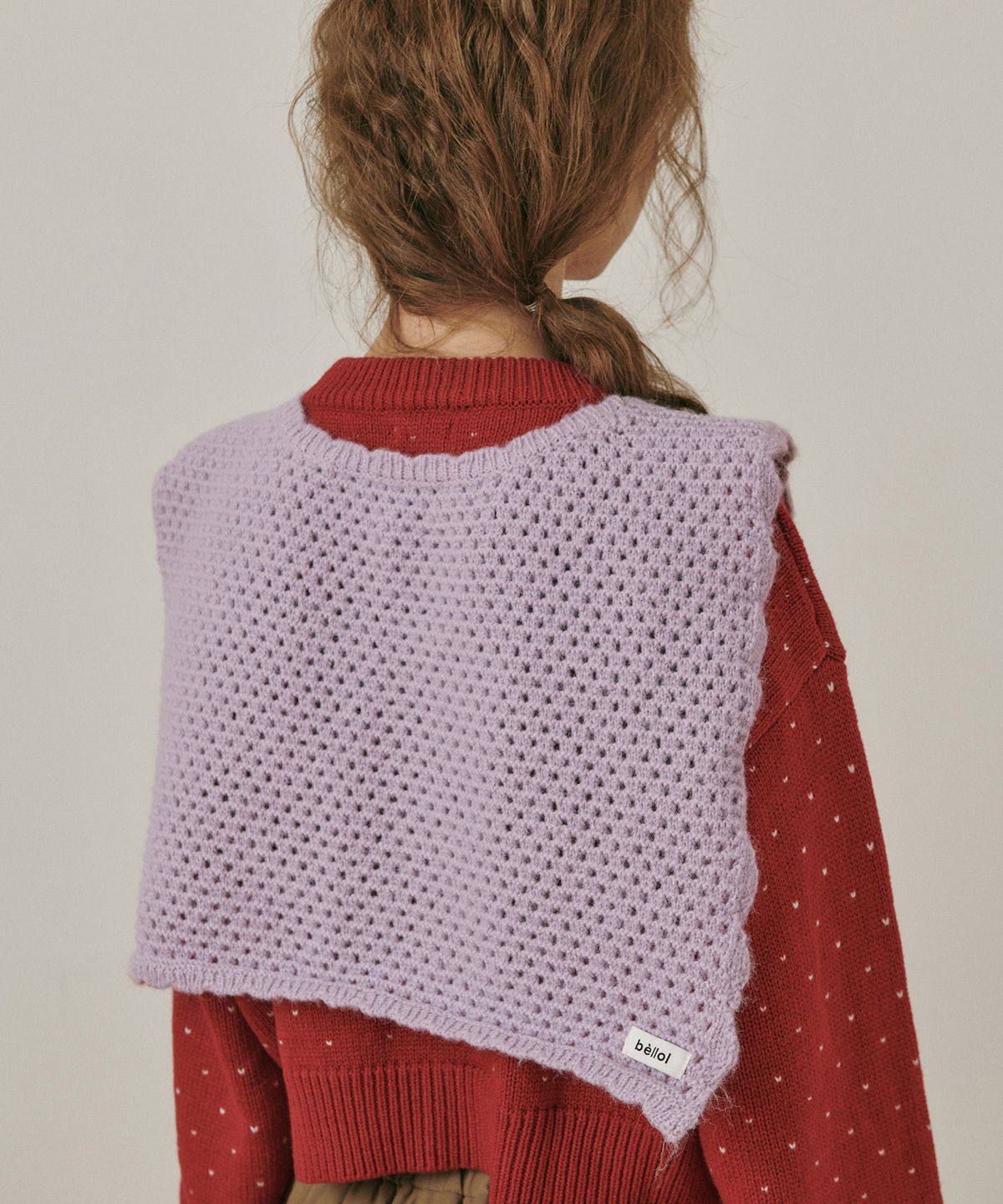 벨로엘(BELLOL) Layered knit shawl LAVENDER