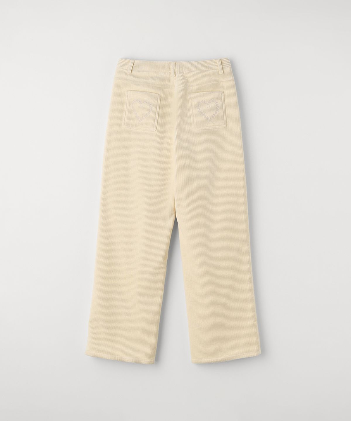 셀리테일즈(CELITAILS) HEART EMBROIDERY CORDUROY WIDE PANTS_IVORY