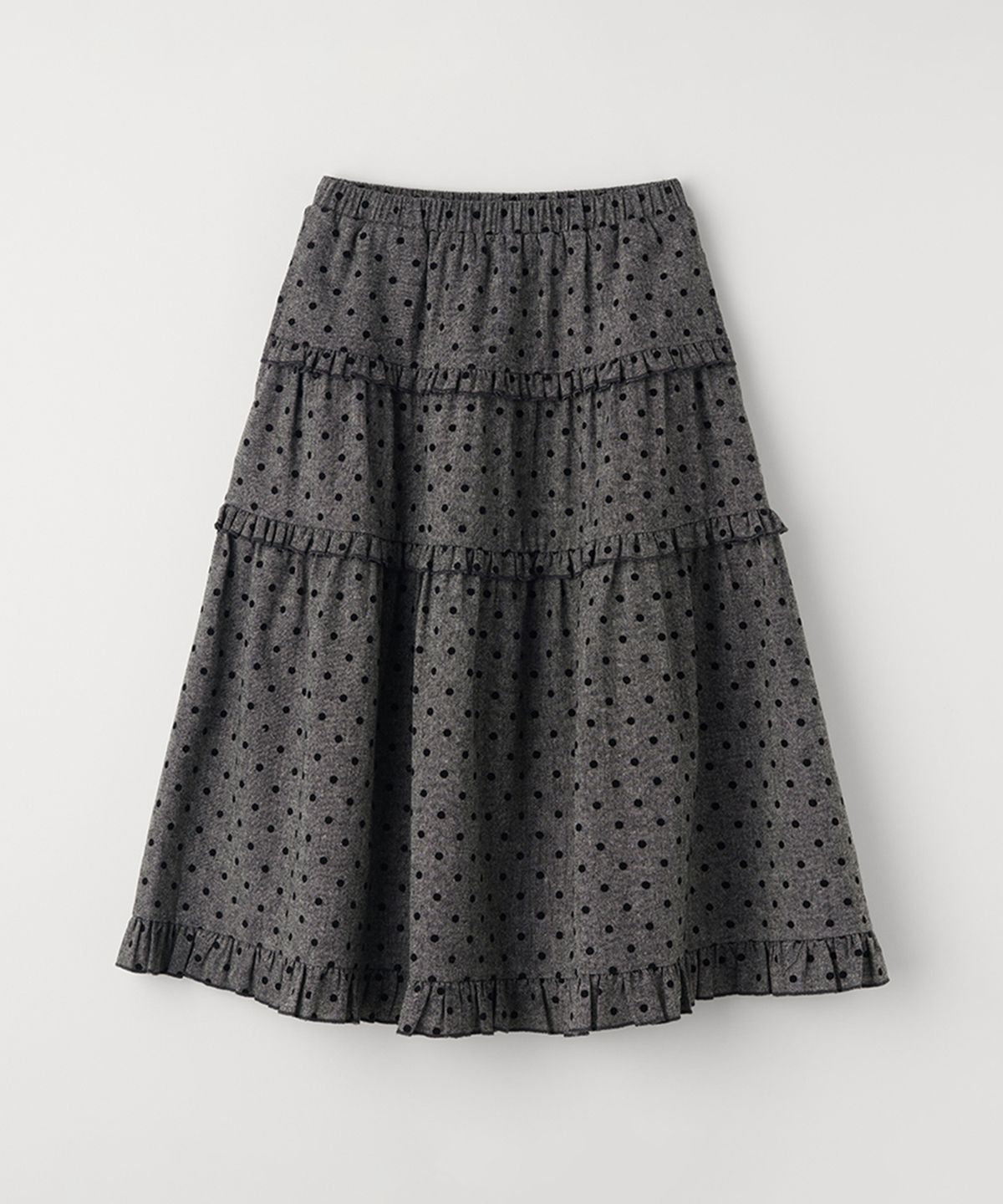 셀리테일즈(CELITAILS) DOT FRILL LONG SKIRT_CHARCOAL