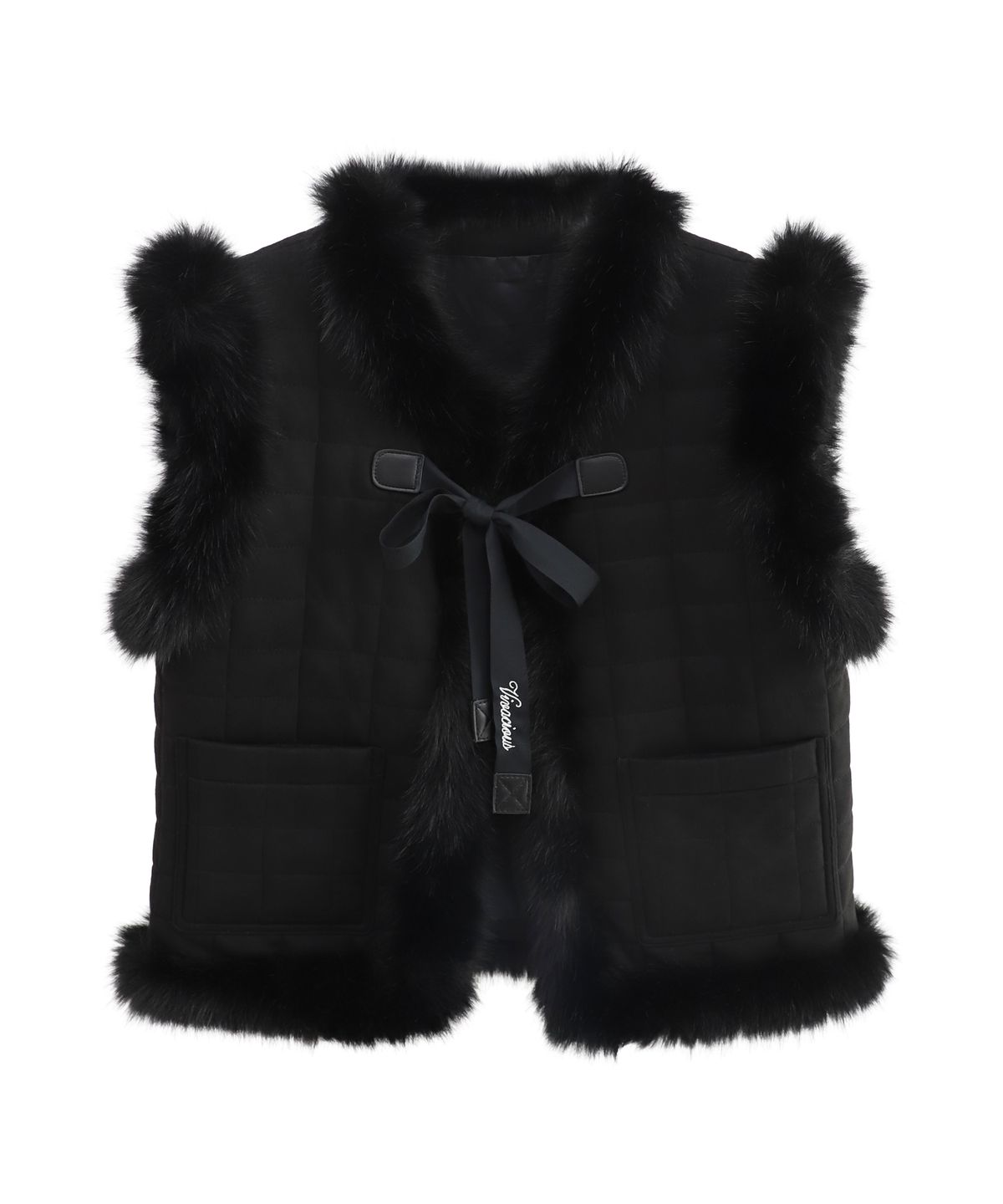 비바셔스(VIVACIOUS) Fur Trim Quilted Vest BROWN