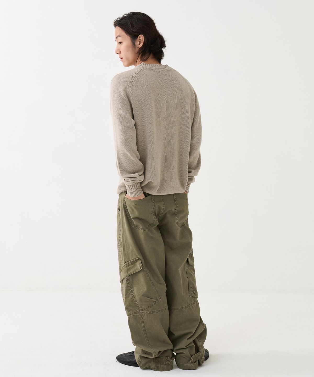 노운(NOUN) washed biker cargo pants (olive)
