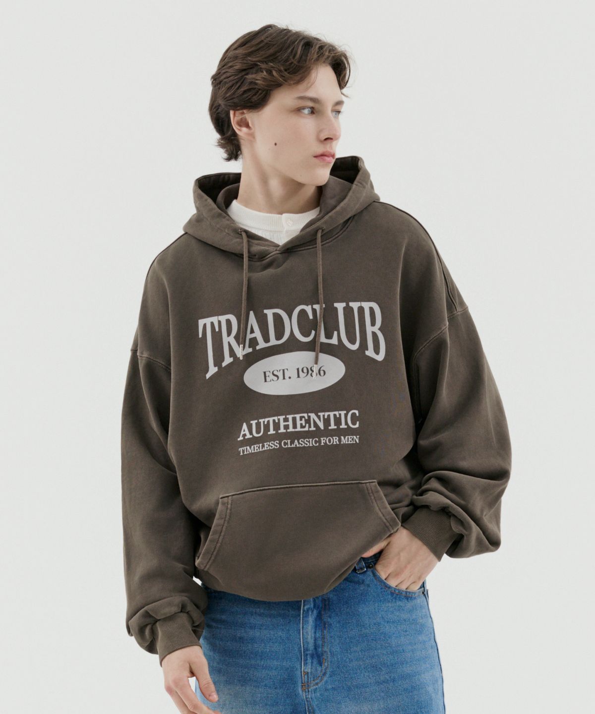 트래드클럽(TRADCLUB) 글래스고 피그먼트 워싱 오버 후드티 5컬러